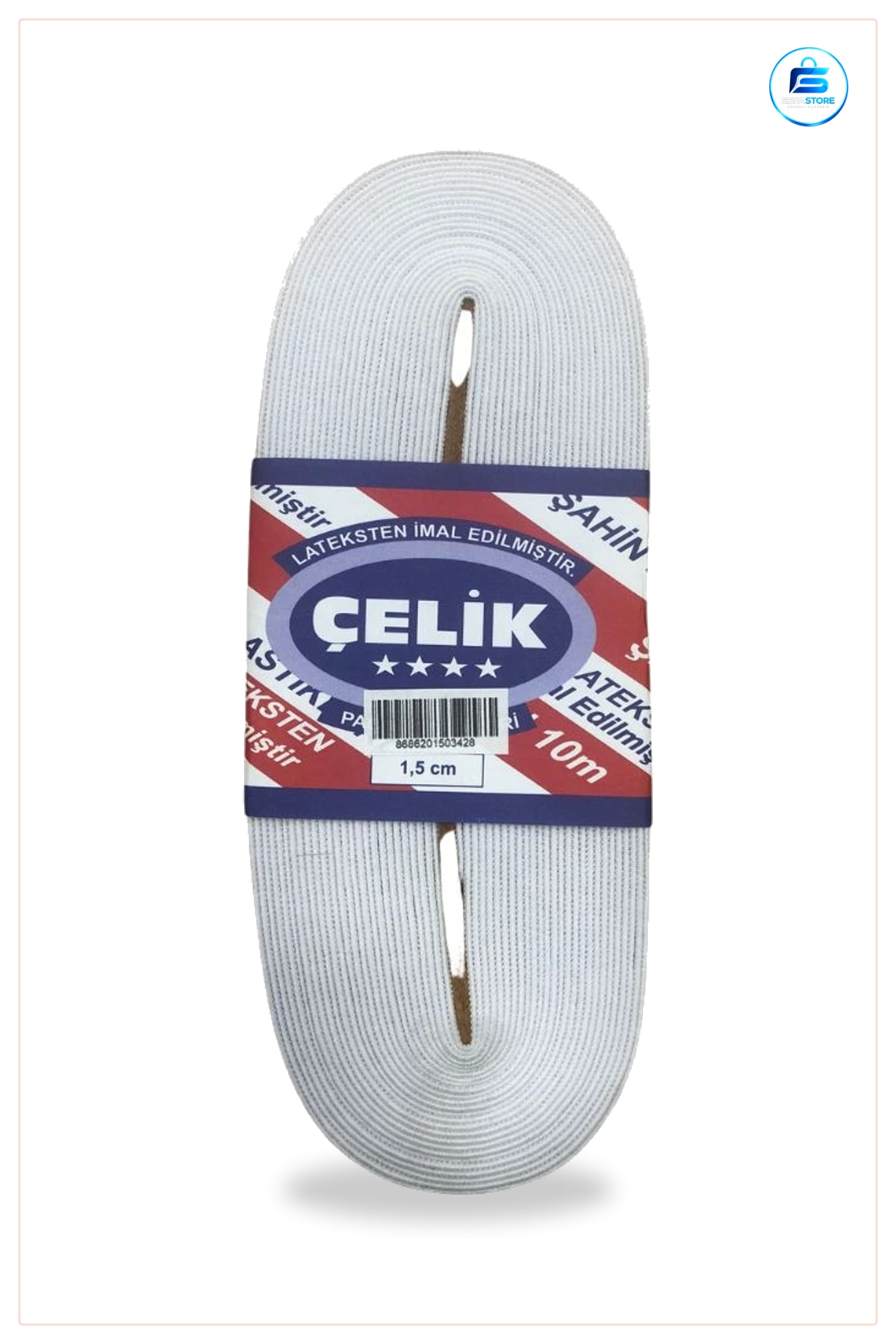 Beyaz Paça Lastiği 1,5 cm 10 m Dekoratif Elastik Şerit Lastik Dikiş Hobi Malzemesi