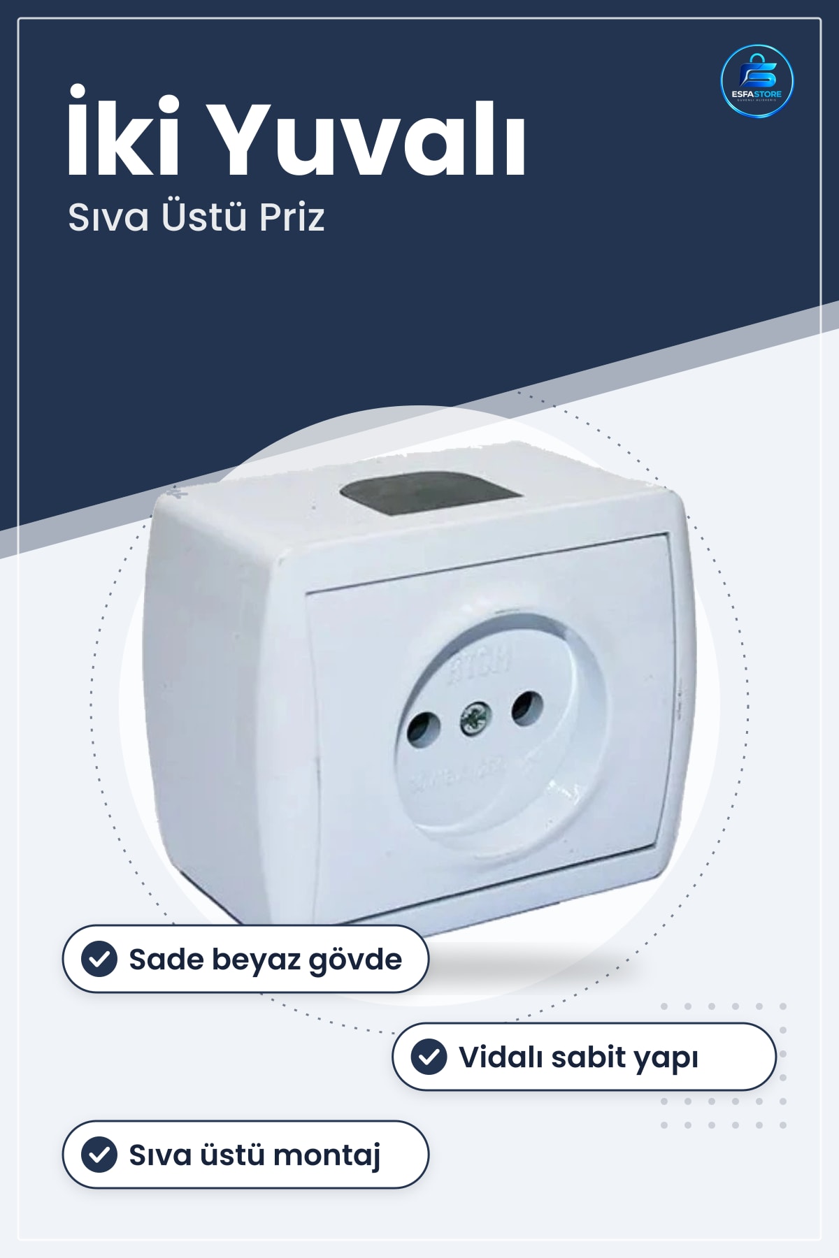 Sıva Üstü Normal Priz Elektrik Tesisat Malzemesi Mutfak Ev Ofis Kurulum Pratik Montaj