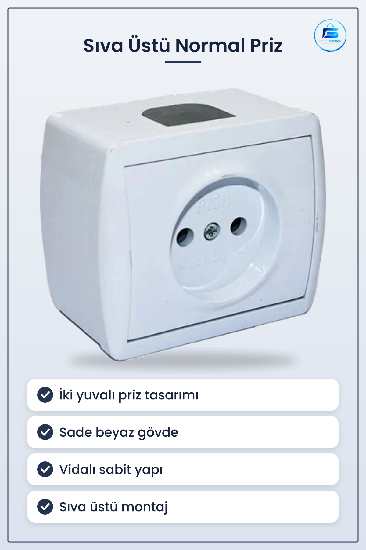 Sıva Üstü Normal Priz Elektrik Tesisat Malzemesi Mutfak Ev Ofis Kurulum Pratik Montaj