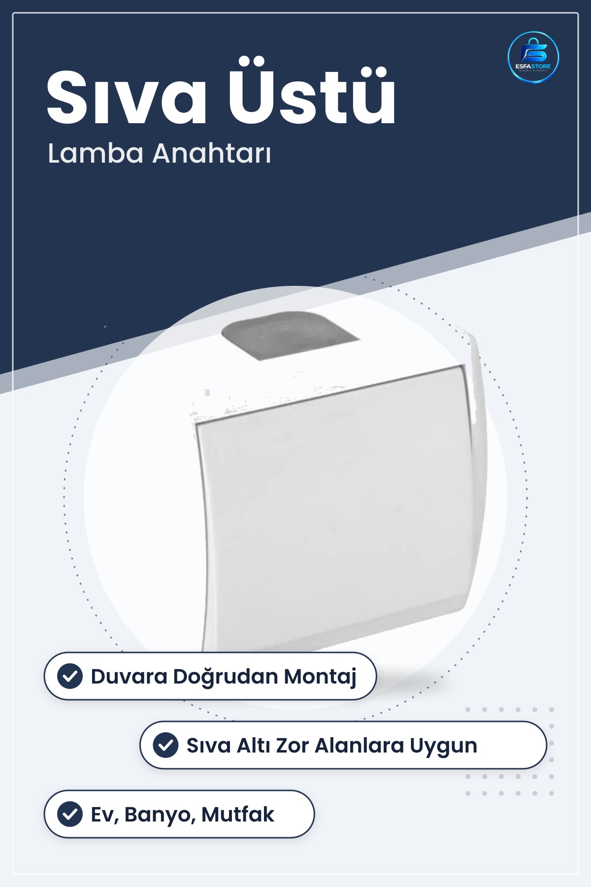 Sıva Üstü Anahtar Lamba Ev Banyo Mutfak Elektrik Tesisat Malzemesi Priz Duvar Montaj