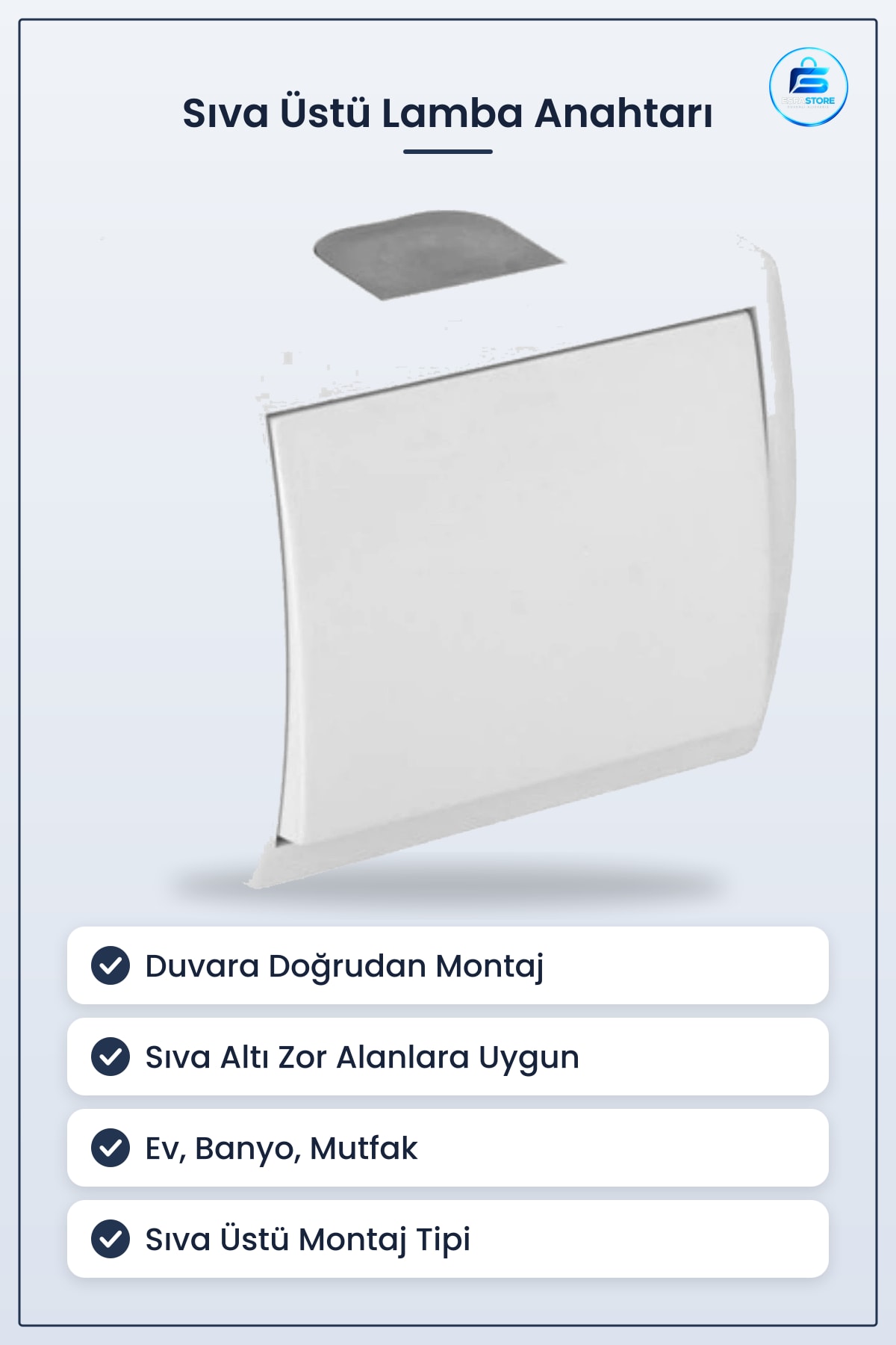 Sıva Üstü Anahtar Lamba Ev Banyo Mutfak Elektrik Tesisat Malzemesi Priz Duvar Montaj