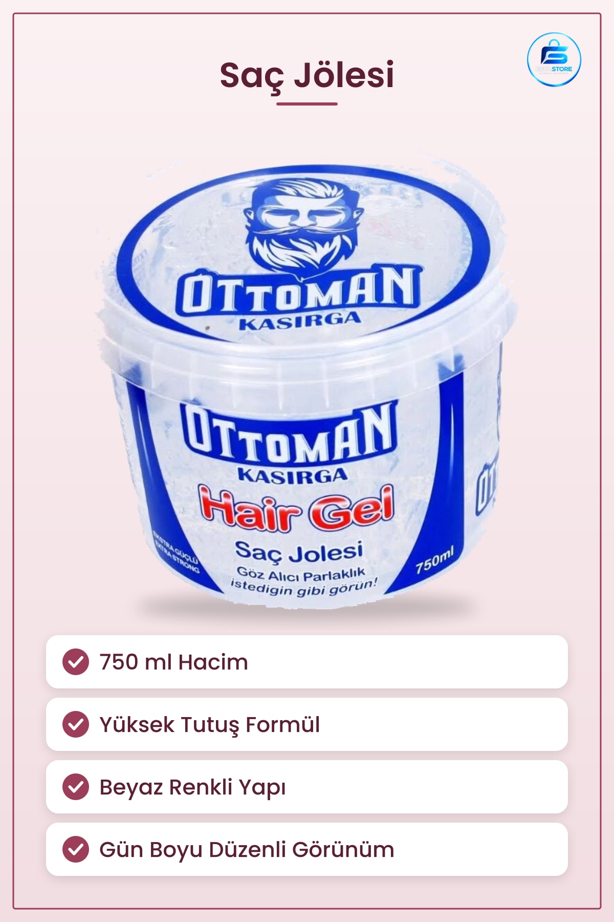 Saç Jölesi 750 ml Extra Strong Yüksek Tutuş Şekillendirici Jel Beyaz Göz Alıcı Parlaklık Formül