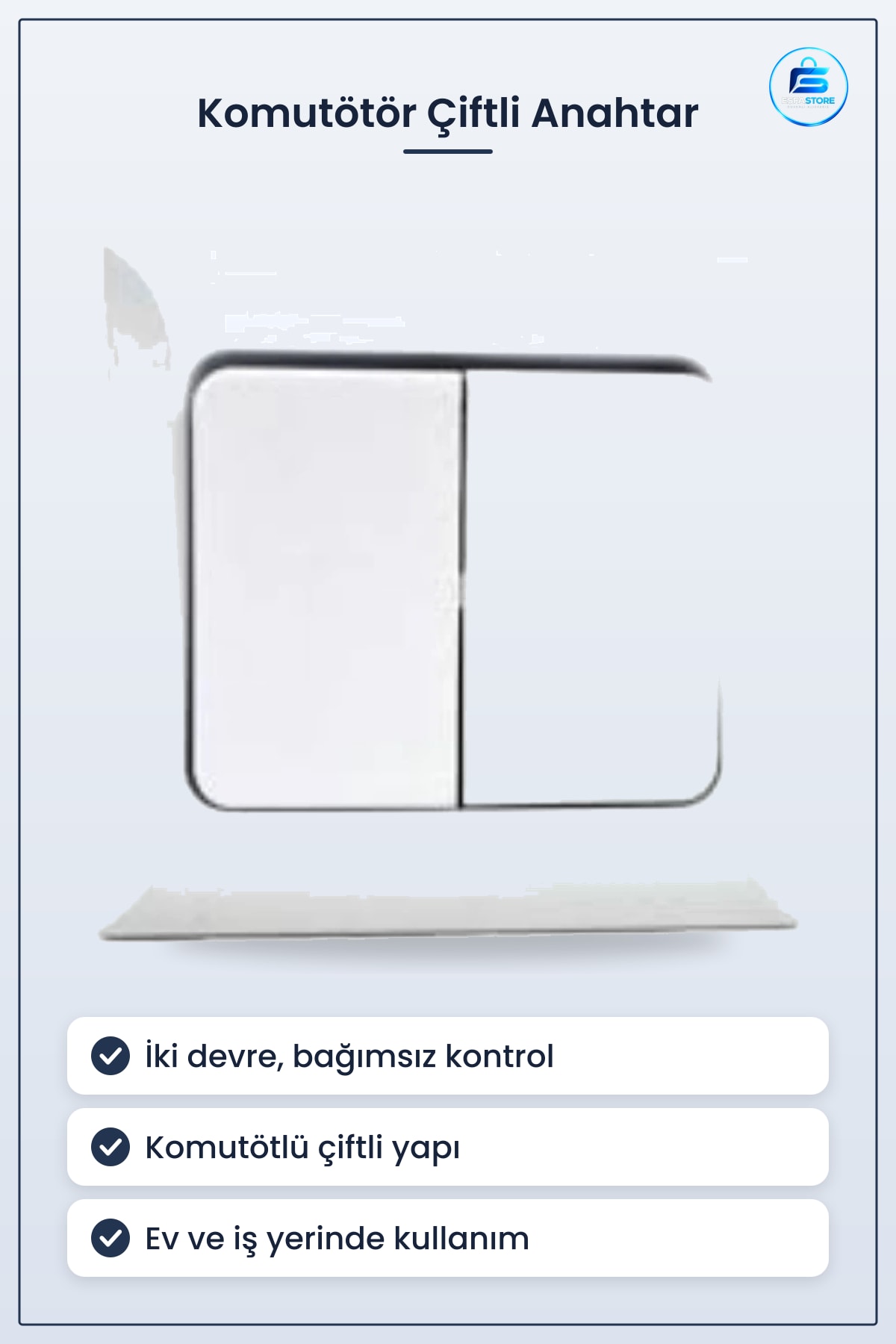 Lamba Anahtarı Komütatör Çiftli Anahtar İki Devreyi Bağımsız Kontrol Elektrik Tesisat Malzemesi