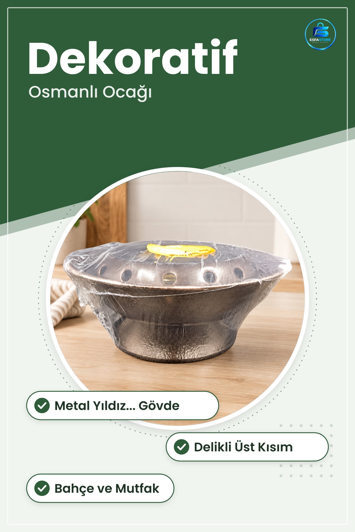 Lüx Osmanlı Ocağı Kuzine Soba Metal Isıtma Bahçe ve Mutfak Kullanımına Uygun Dekoratif Model
