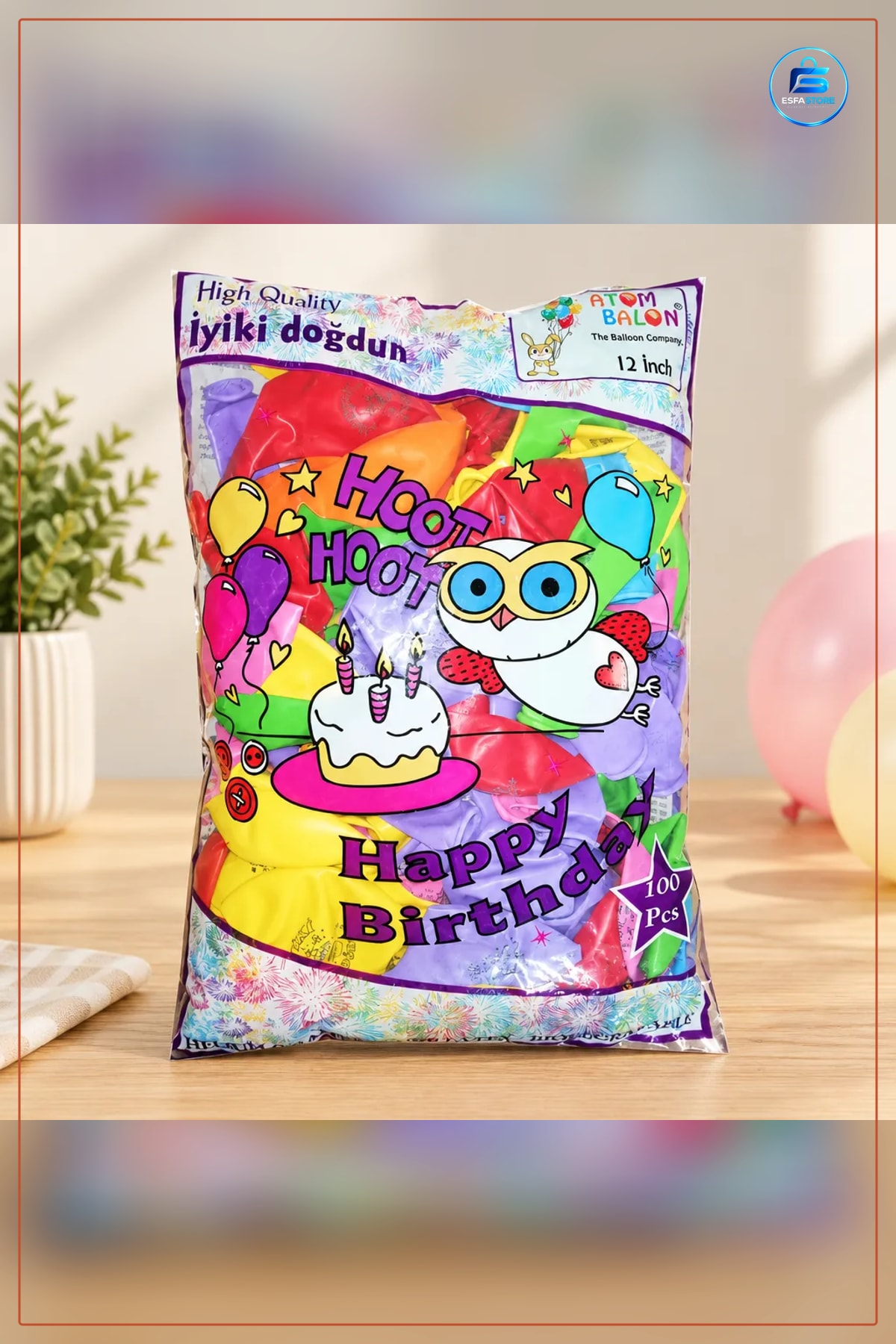 İyi Ki Doğdun Balon 100'lü 12 inch Doğum Günü Partisi İçin Karışık Renk Süsleme Seti