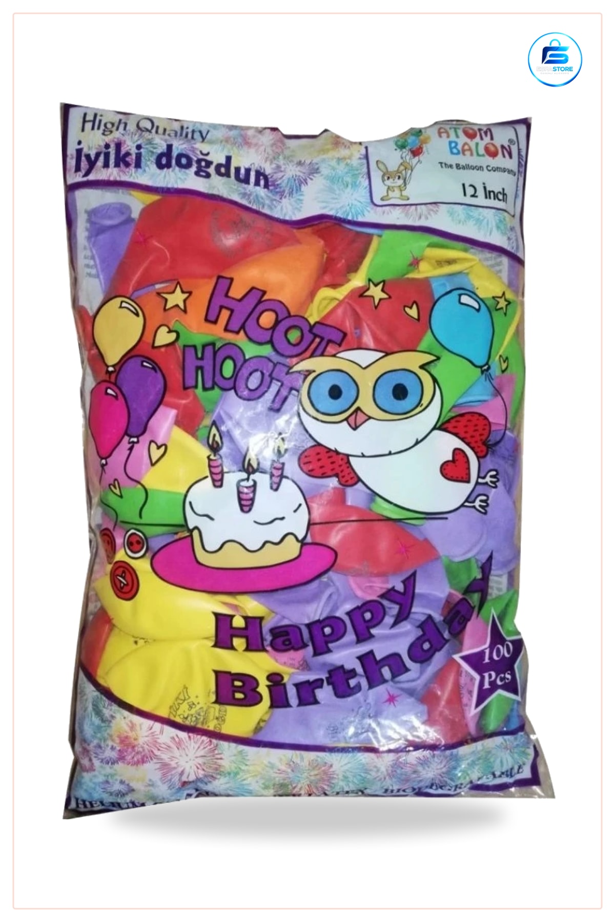 İyi Ki Doğdun Balon 100'lü 12 inch Doğum Günü Partisi İçin Karışık Renk Süsleme Seti