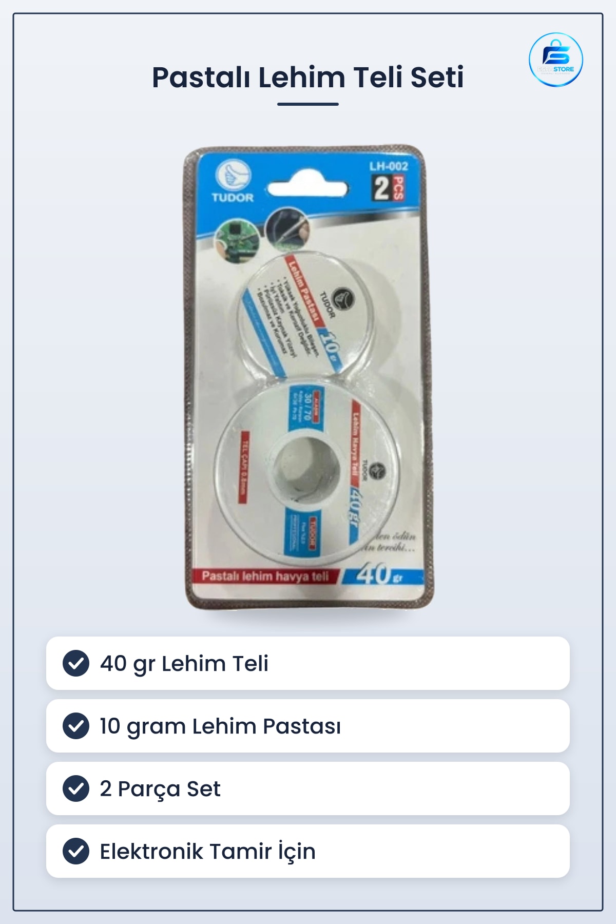 Pastalı Lehim Havya Teli 40 gr 2 Parça Pastası 10 gram Elektronik Tamir ve Hırdavat Malzemesi