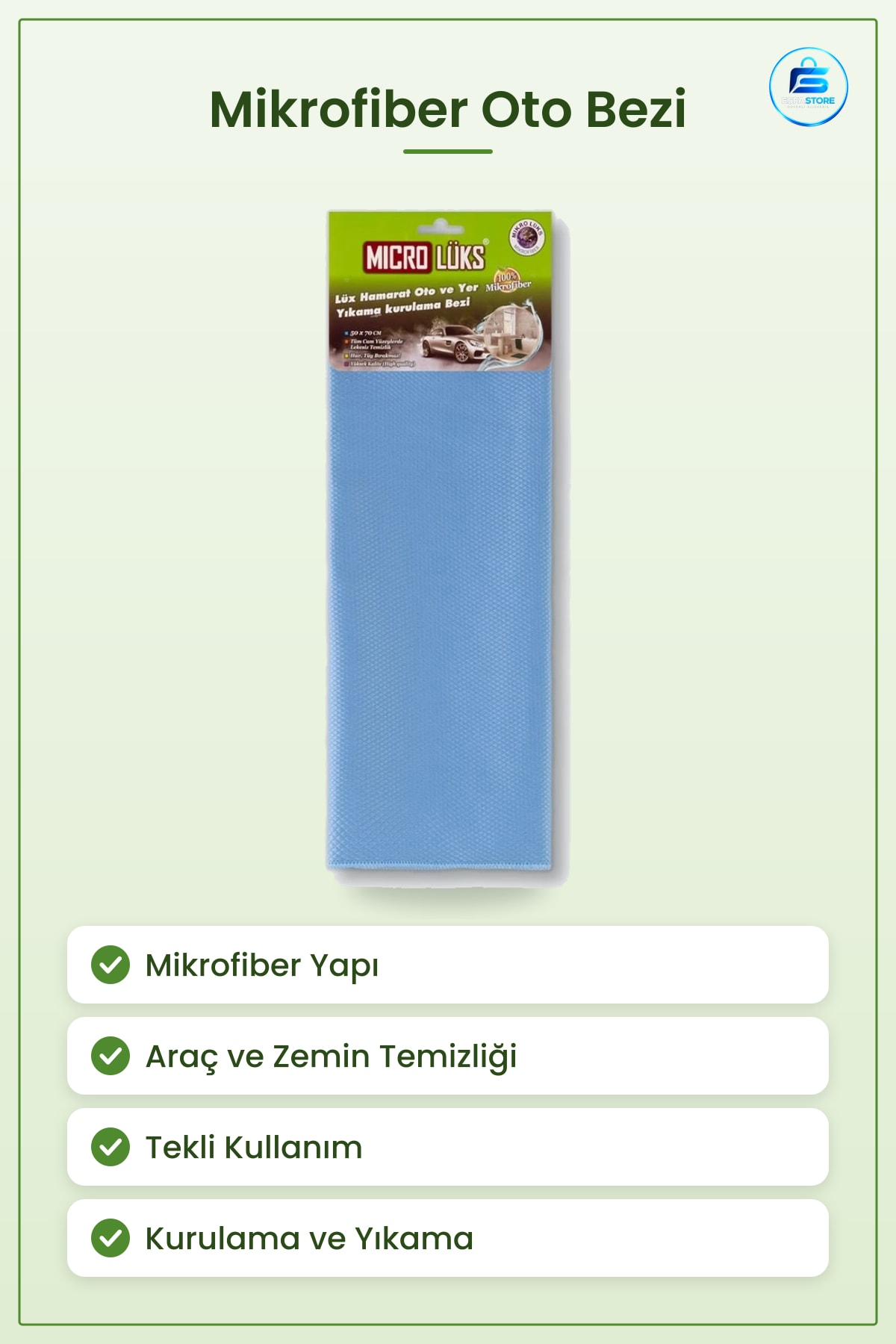 Oto ve Yer Temizlik Bezi Mikrofiber Tekli Lüks Hamarat Kurulama Yıkama Araç İçi Zemin