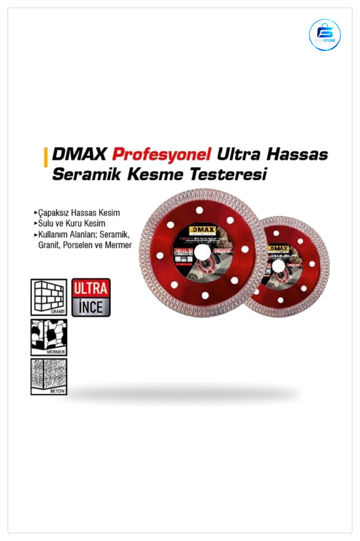 Ultra İnce Seramik Kesme Testeresi Daire Testere Bıçağı Çapaksız Kesim Granit Porselen Mermer