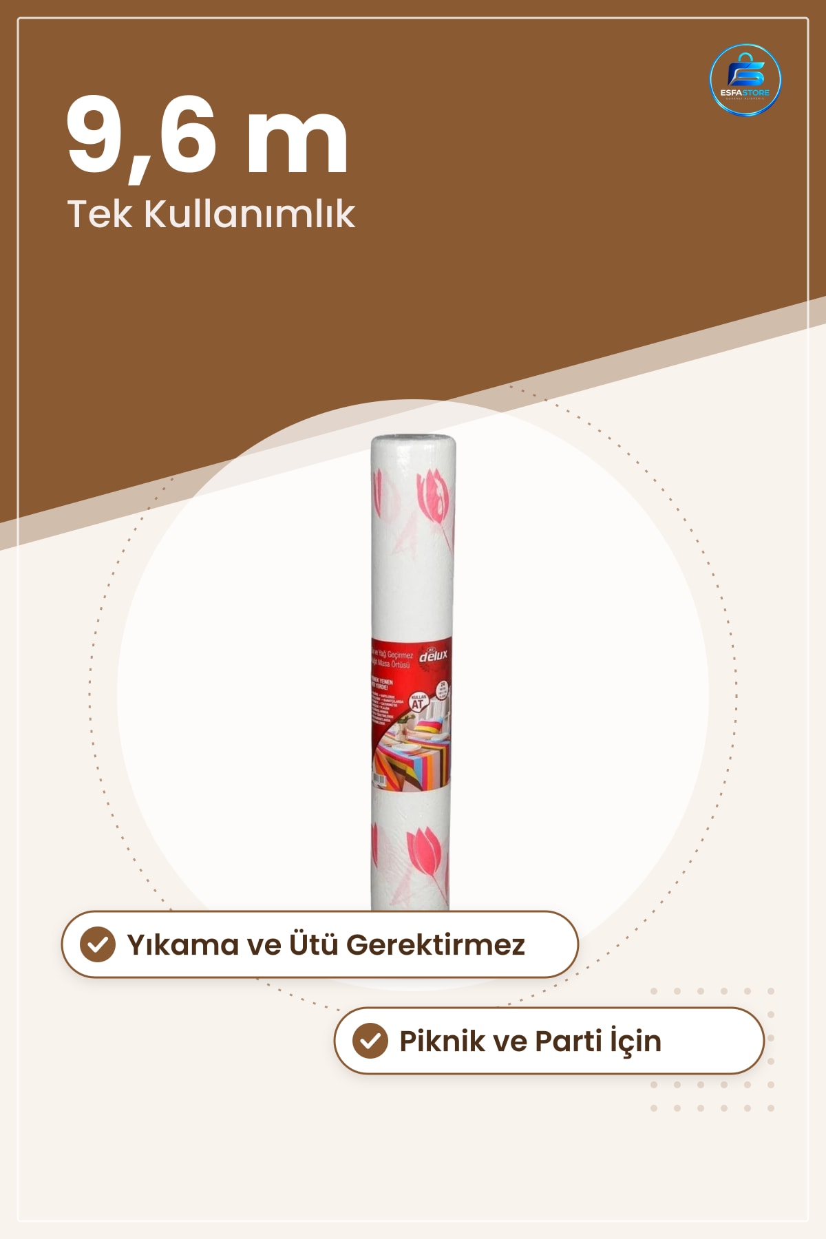 Kullan At Masa Örtüsü 9,6 mt Tek Kullanımlık Rulo Piknik Mutfak Bahçe Düğün Parti