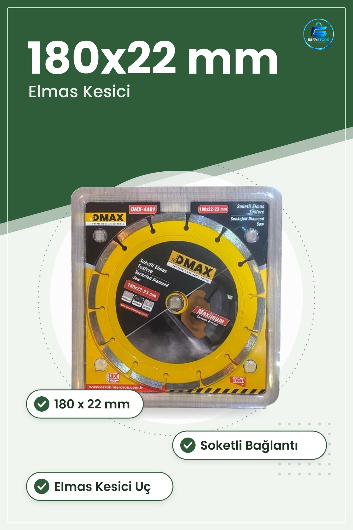 Soketli Elmas Daire Testere Bıçağı 180x22 mm Hassas Kesim Diski Elektrikli El Aleti