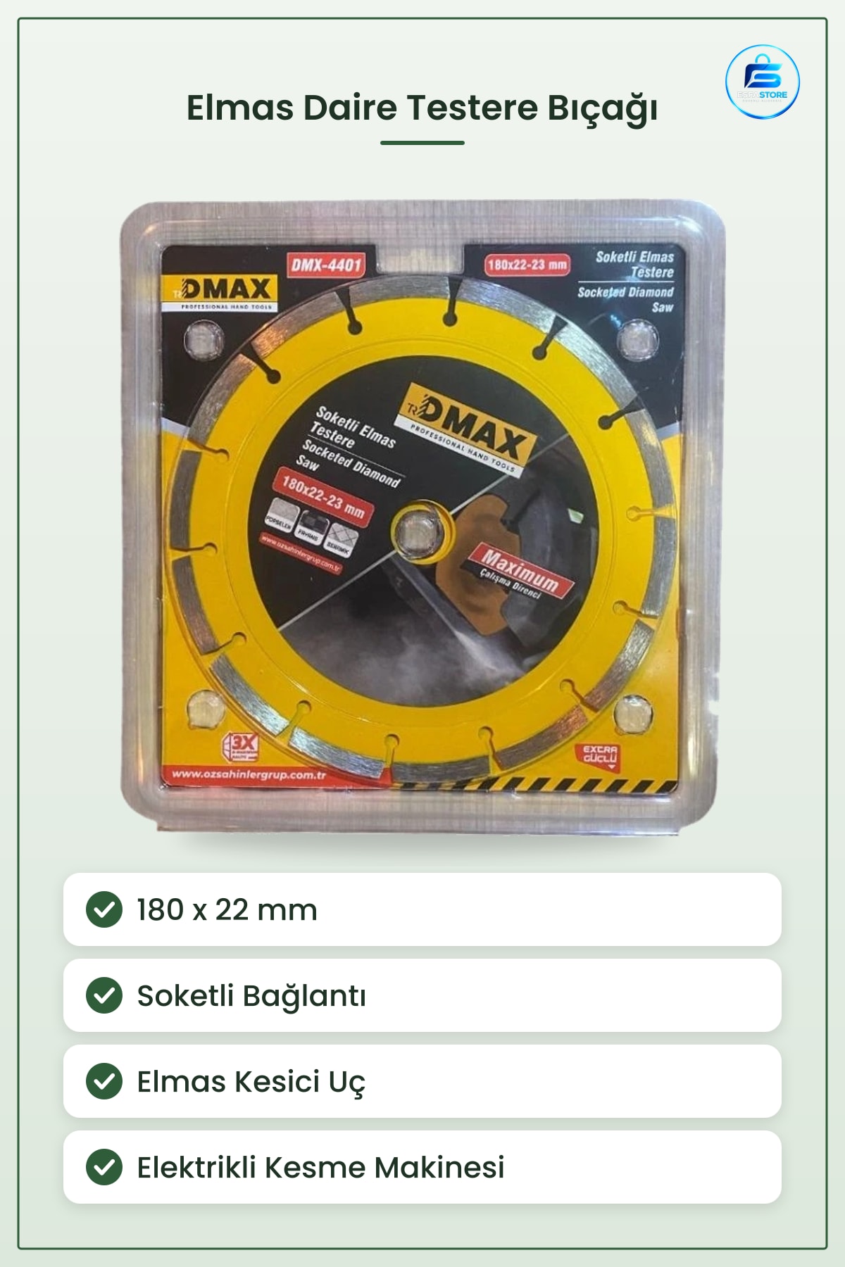 Soketli Elmas Daire Testere Bıçağı 180x22 mm Hassas Kesim Diski Elektrikli El Aleti