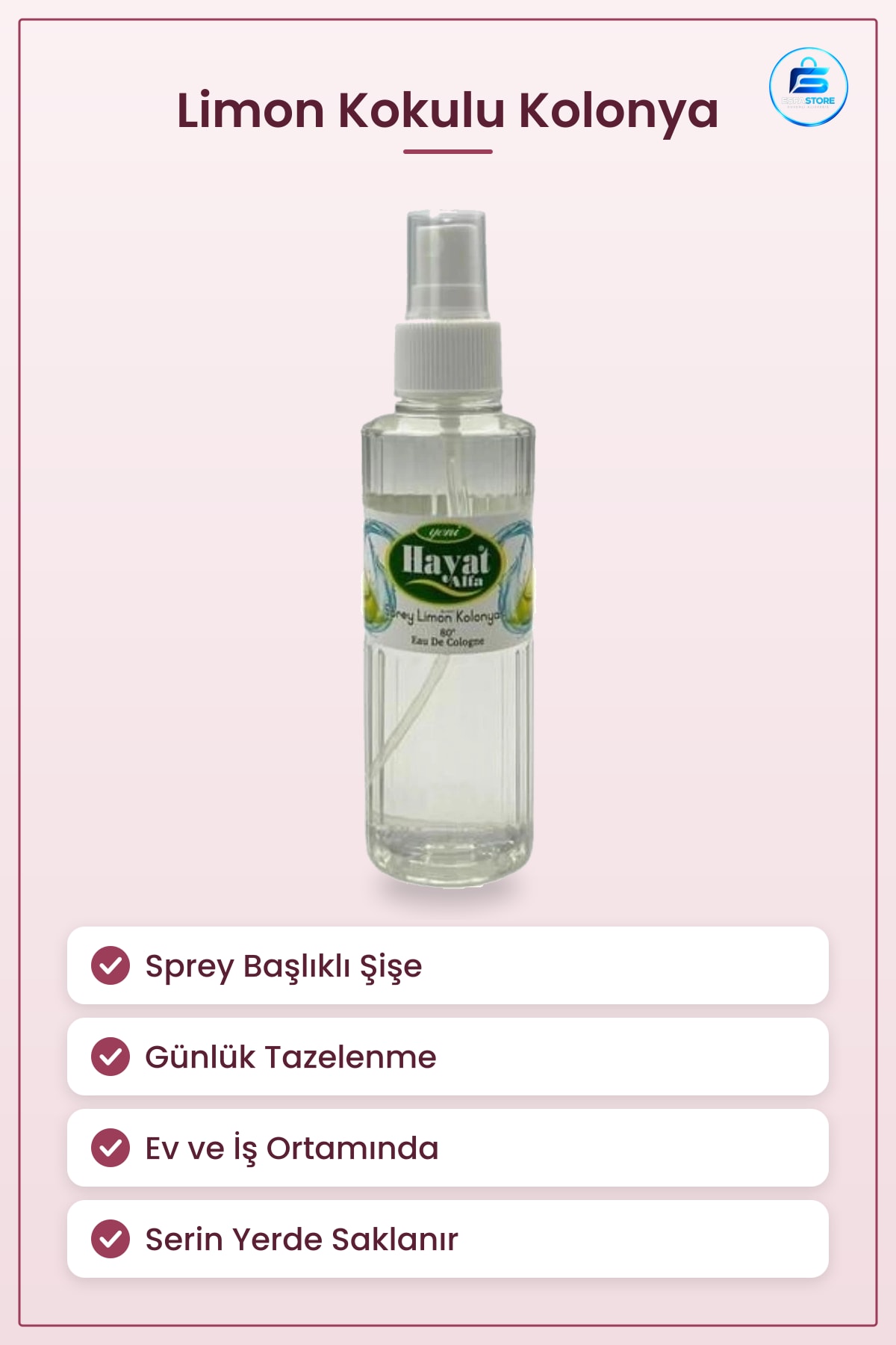 Kolonya Sprey Limon 150 ml Günlük Tazelenme Hızlı ve Kişisel Bakım İçin Pratik Kullanım