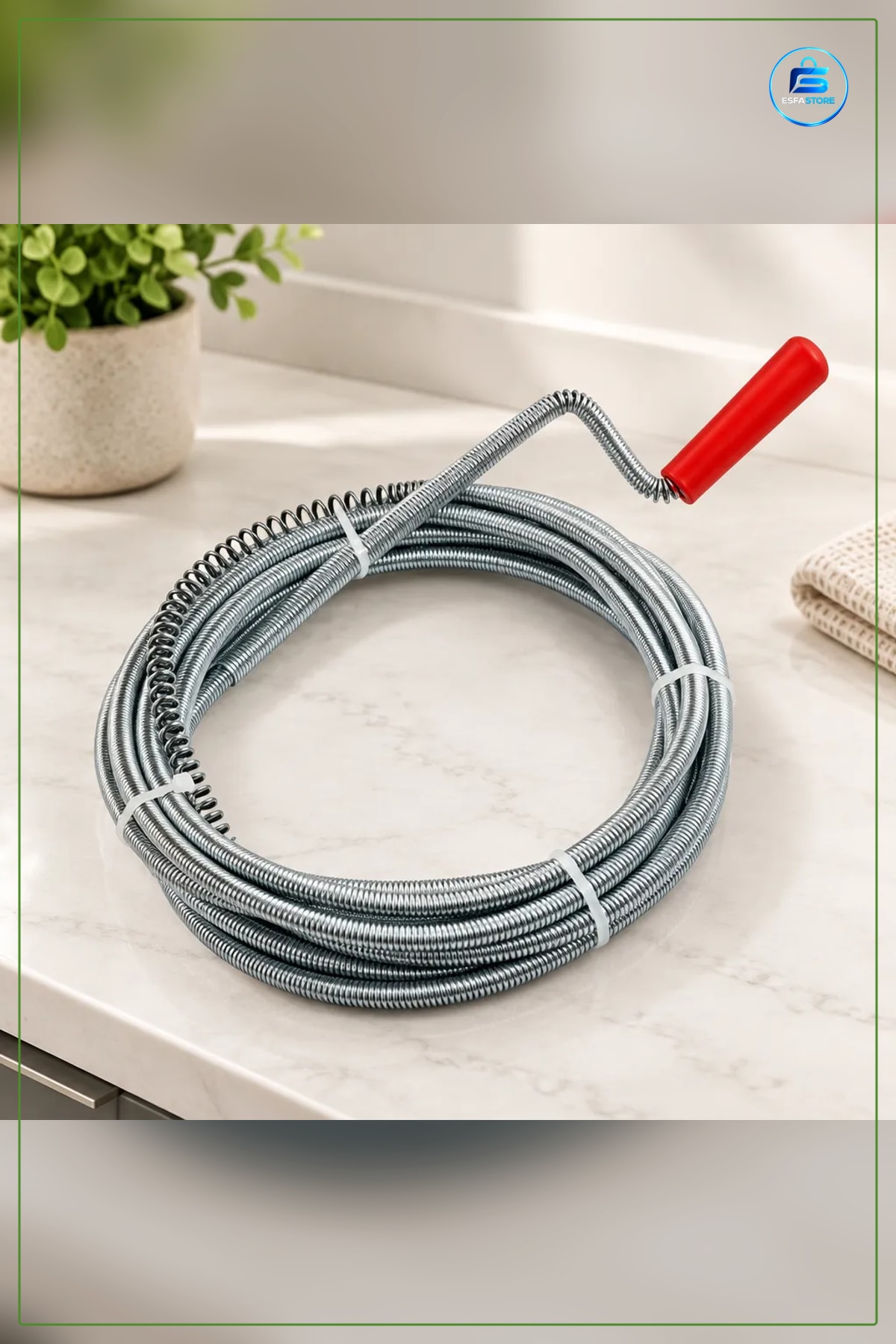 Lavabo Açıcı Sustası 3 m Yaylı Boru Tıkanıklık Açma Aleti Mutfak ve Banyo Hırdavat