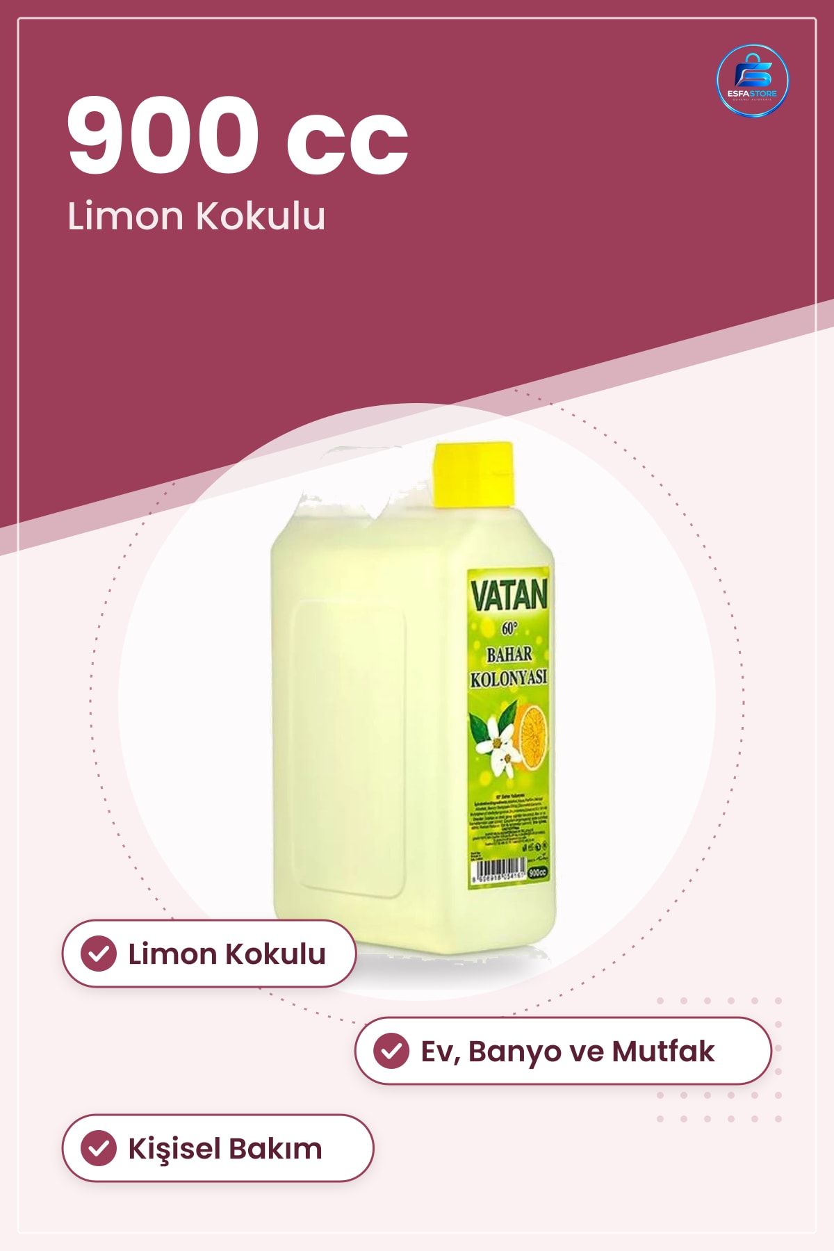 Limon Kolonyası cc Bidon Limonlu Kokulu Ev Banyo Mutfak Kişisel Bakım Kolonya Kullanışlı