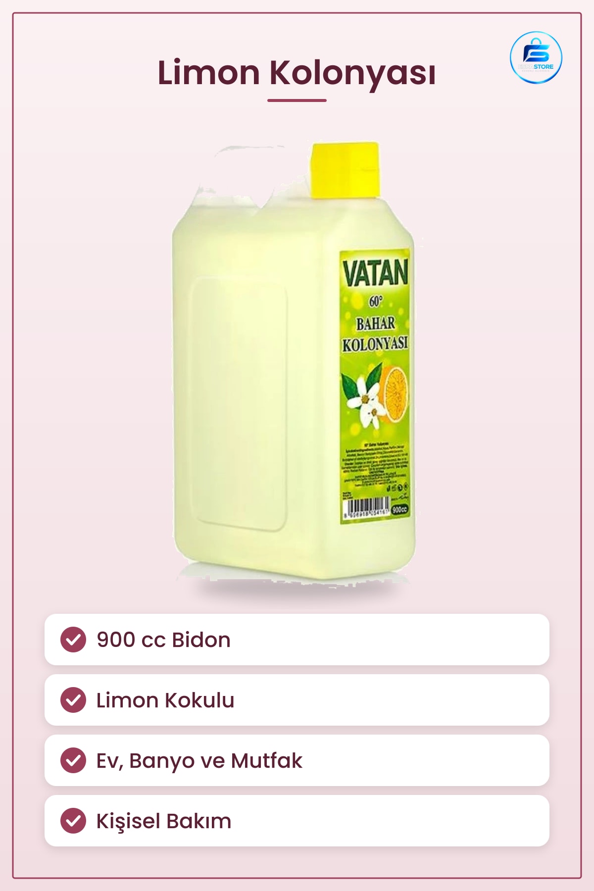 Limon Kolonyası cc Bidon Limonlu Kokulu Ev Banyo Mutfak Kişisel Bakım Kolonya Kullanışlı