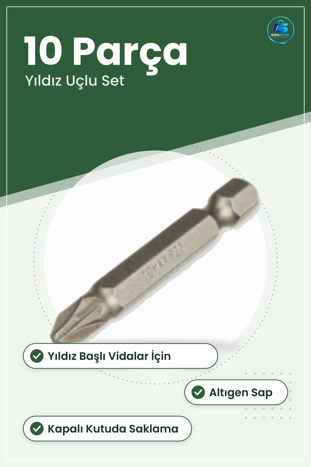 Yıldız Bits Uç Seti 10 Parça El Aletleri Aksesuar Tornavida Ucu Vidalama Ev Atölye İçin