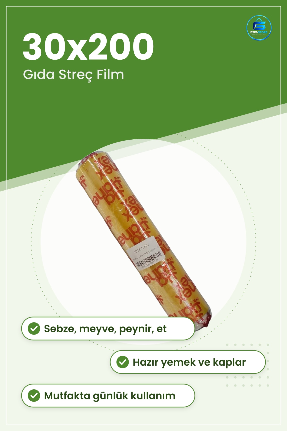 Gıda Streç Film Mutfak Yiyecek Sarma ve Saklama Rulosu Günlük Pratik Ev Kullanımı