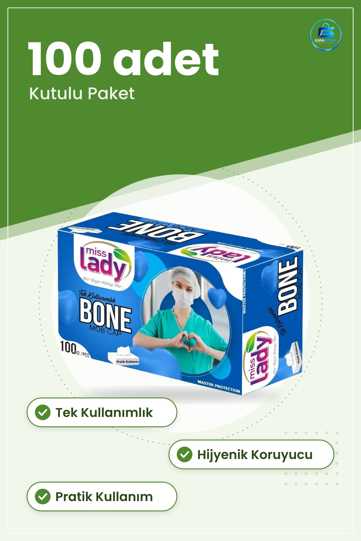 Saç Bonesi Tek Kullanımlık 100 Adet Kutulu Mob Cap Hijyenik Bone Pratik Kullanım Koruyucu