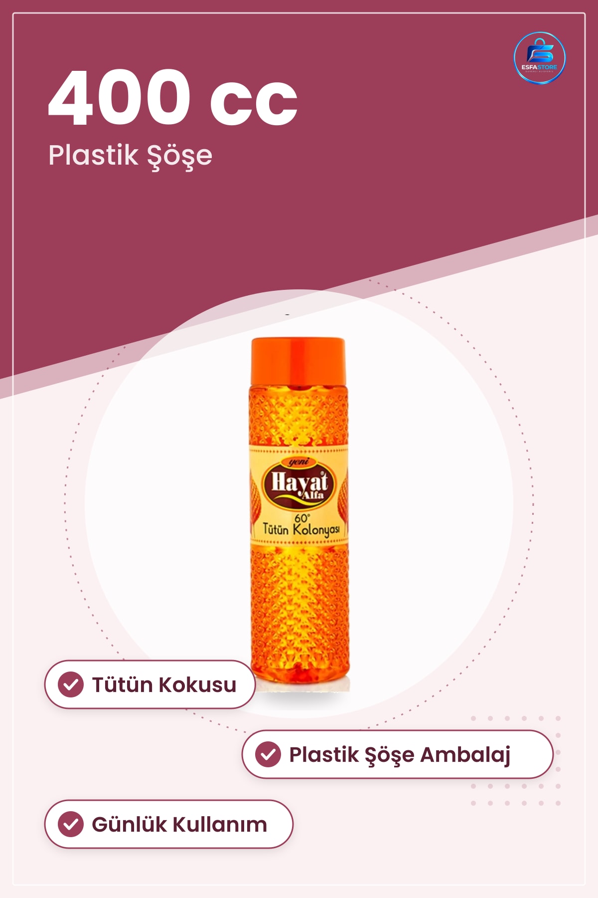 Kolonya cc Tütün Kokulu Plastik Şişeli Günlük Kullanım Kişisel Bakım Parfüm Ürünü