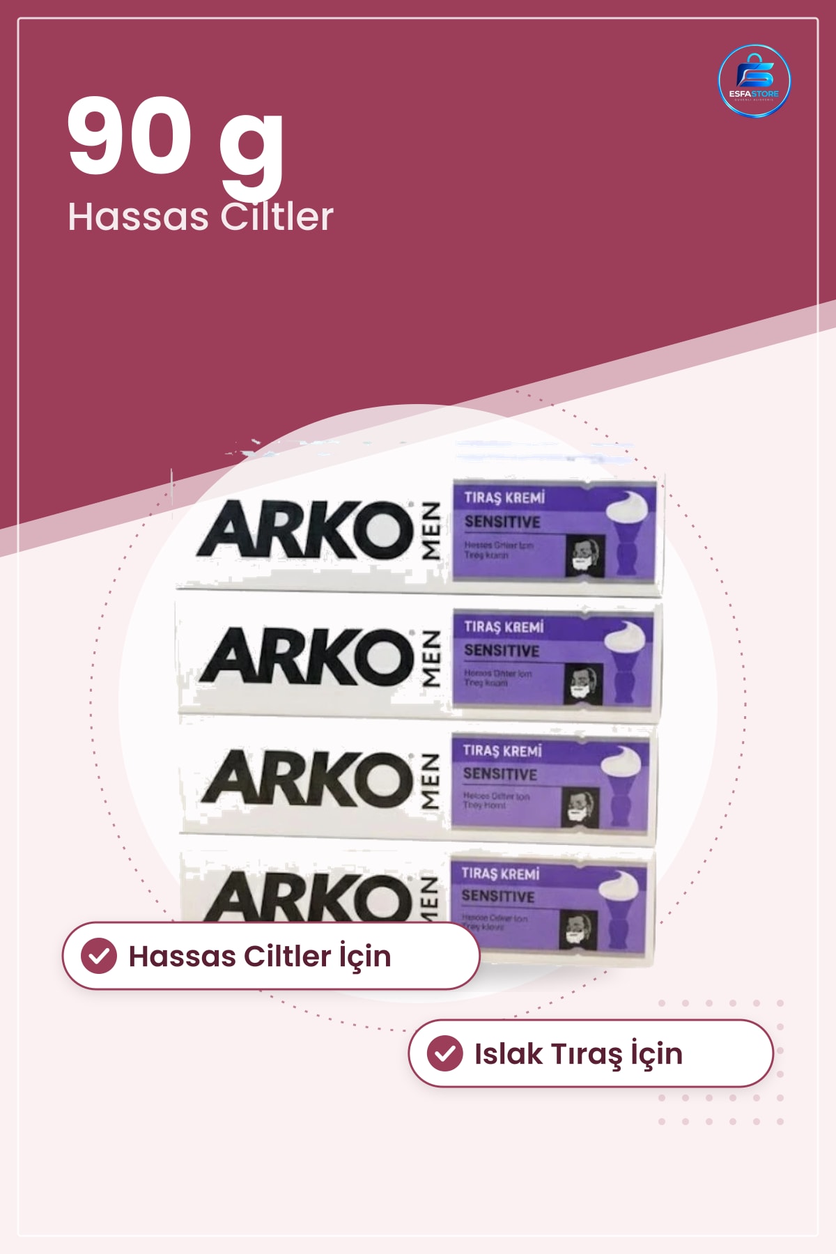 Sensitive Tıraş Kremi 90 g Hassas Ciltler İçin Erkek Islak Kullanım Köpük Jeli Banyo Bakım