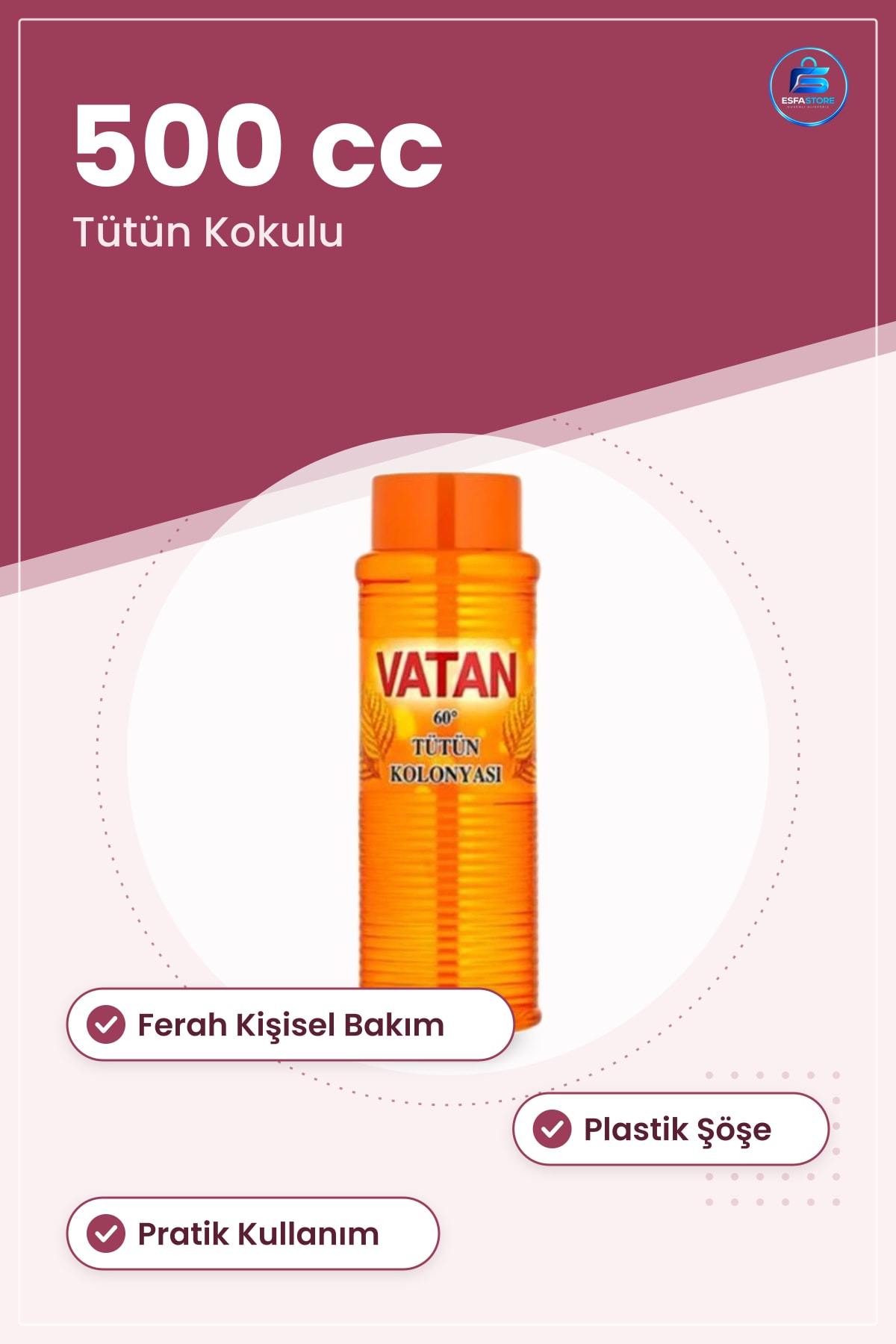 Tütün Kolonyası cc Kolonya Ferah Kişisel Bakım Parfüm Deodorant Ürünü Plastik Şişe Pratik Kullanım