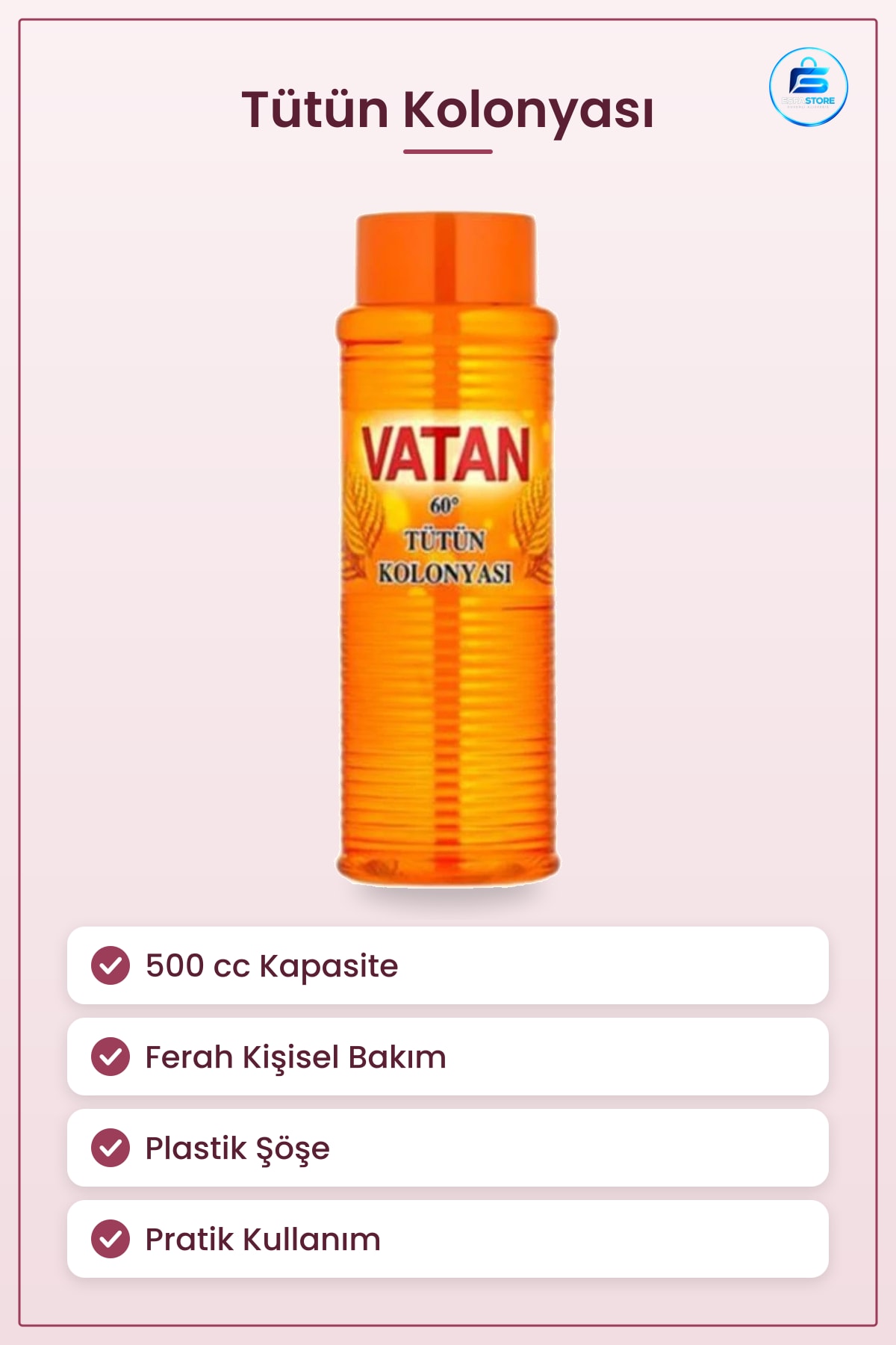 Tütün Kolonyası cc Kolonya Ferah Kişisel Bakım Parfüm Deodorant Ürünü Plastik Şişe Pratik Kullanım