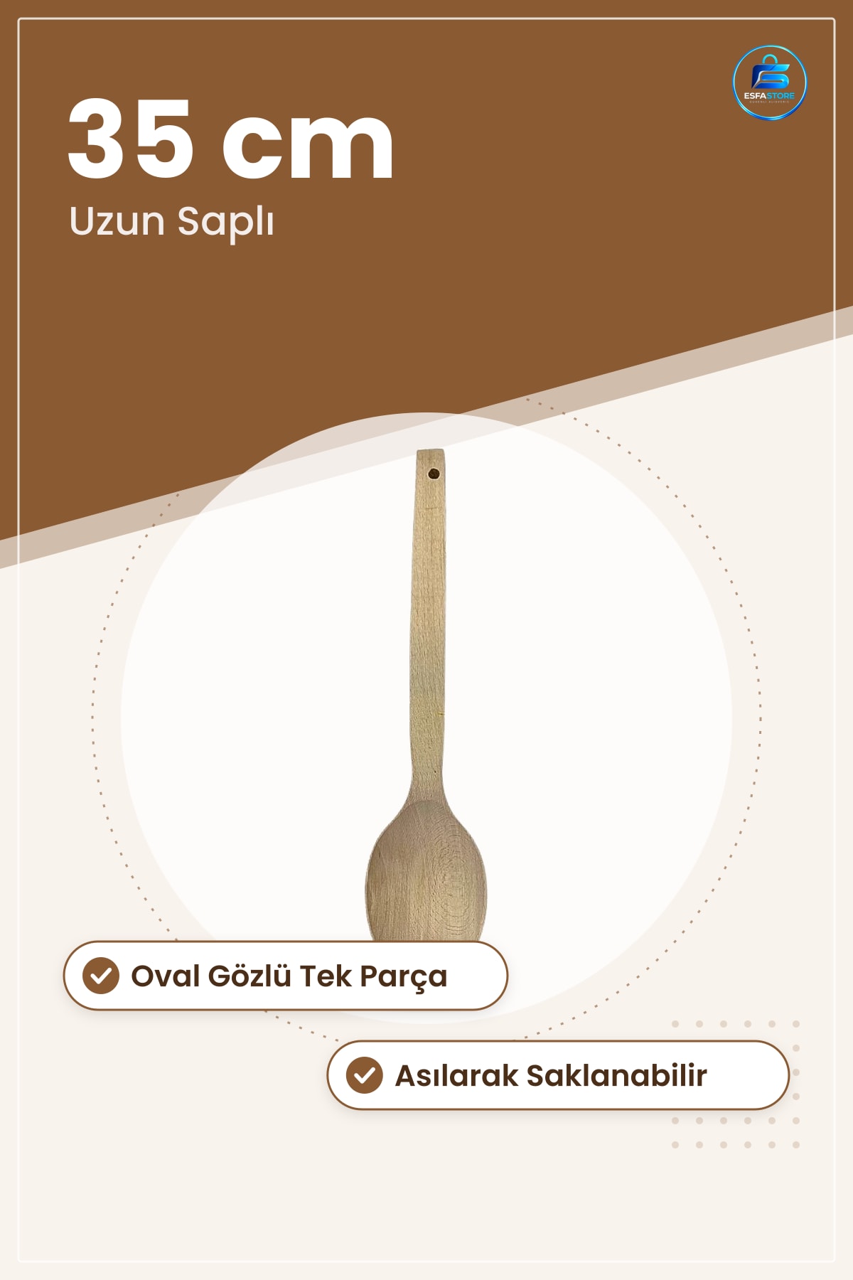 Tahta Kepçe 35 cm Spatula Doğal Ahşap Yemek Karıştırma ve Servis Kaşığı Mutfak Gereci