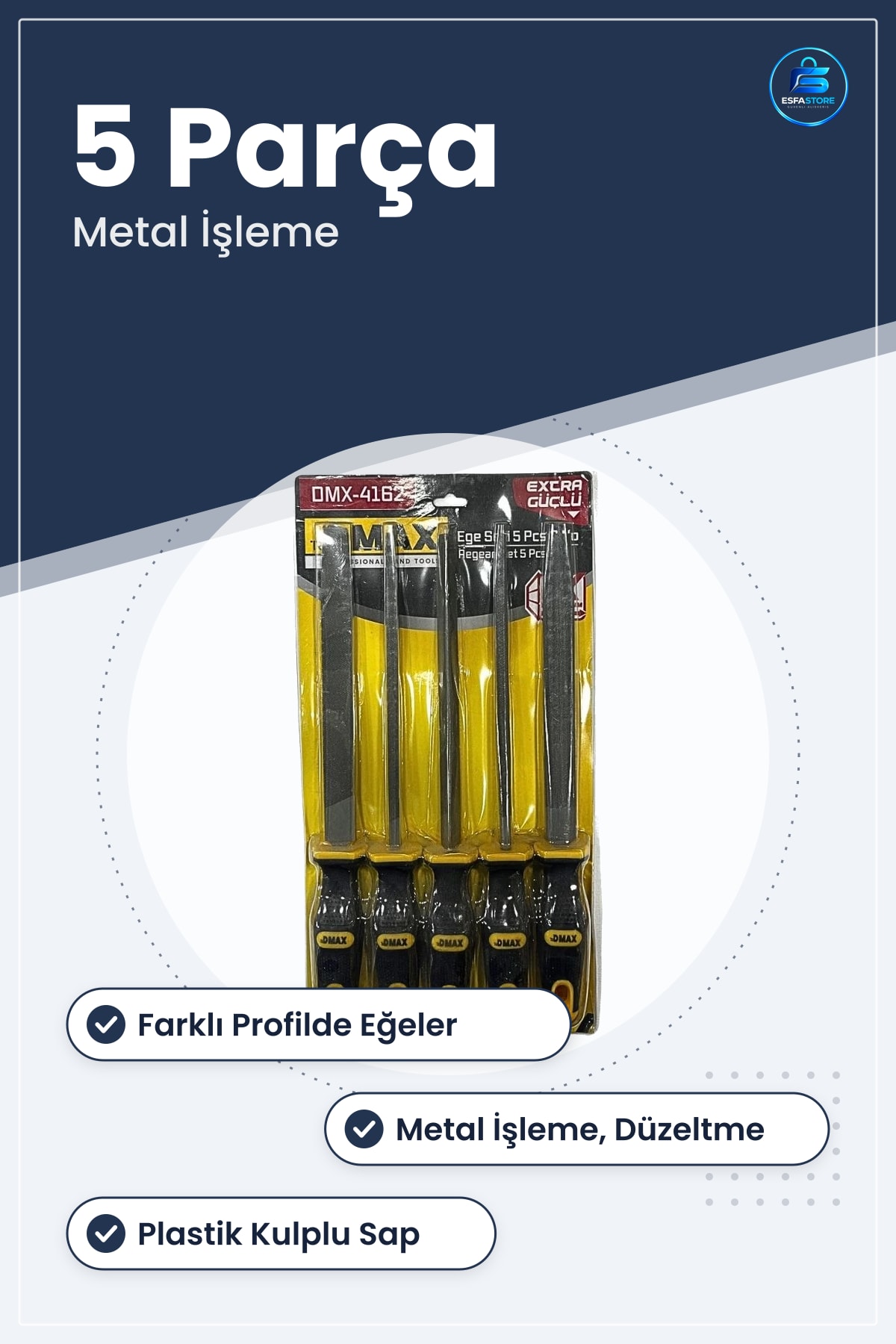 Eğe Seti 5 Parça Metal İşleme Düzeltme Hırdavat Manuel El Aletleri Takım Tamirat Atölye