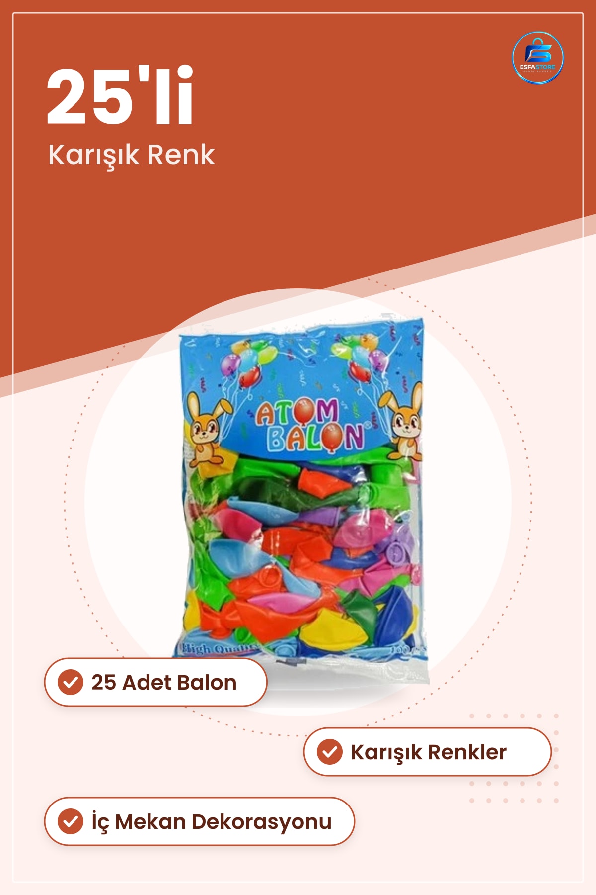 Karışık Renk Parti Balonu 25'li İç Dekorasyon Doğum Günü Kutlama Süsleme Malzemesi
