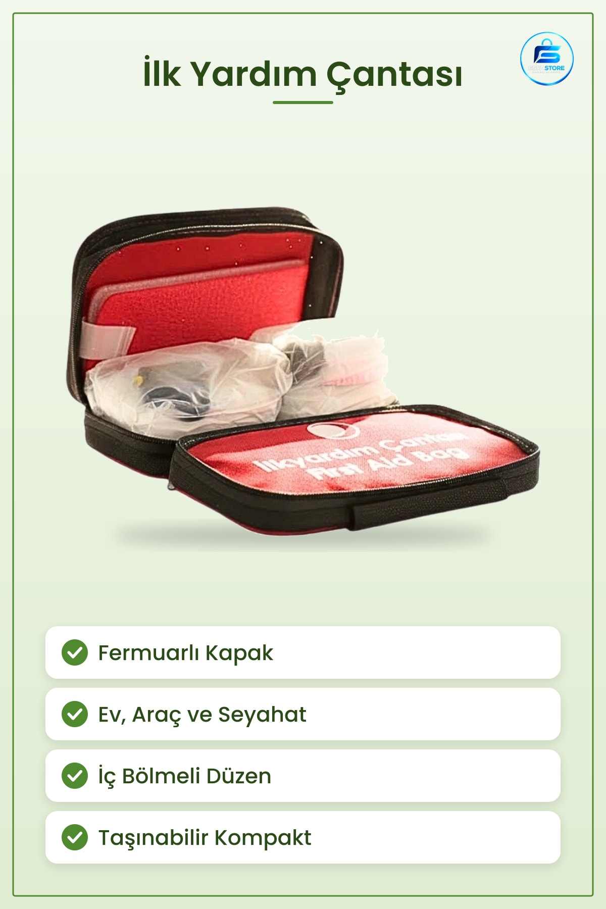 İlk Yardım Çantası Ekipmanı Taşınabilir Acil Durum Sağlık Seti Ev Araç Seyahat Medikal Fermuarlı