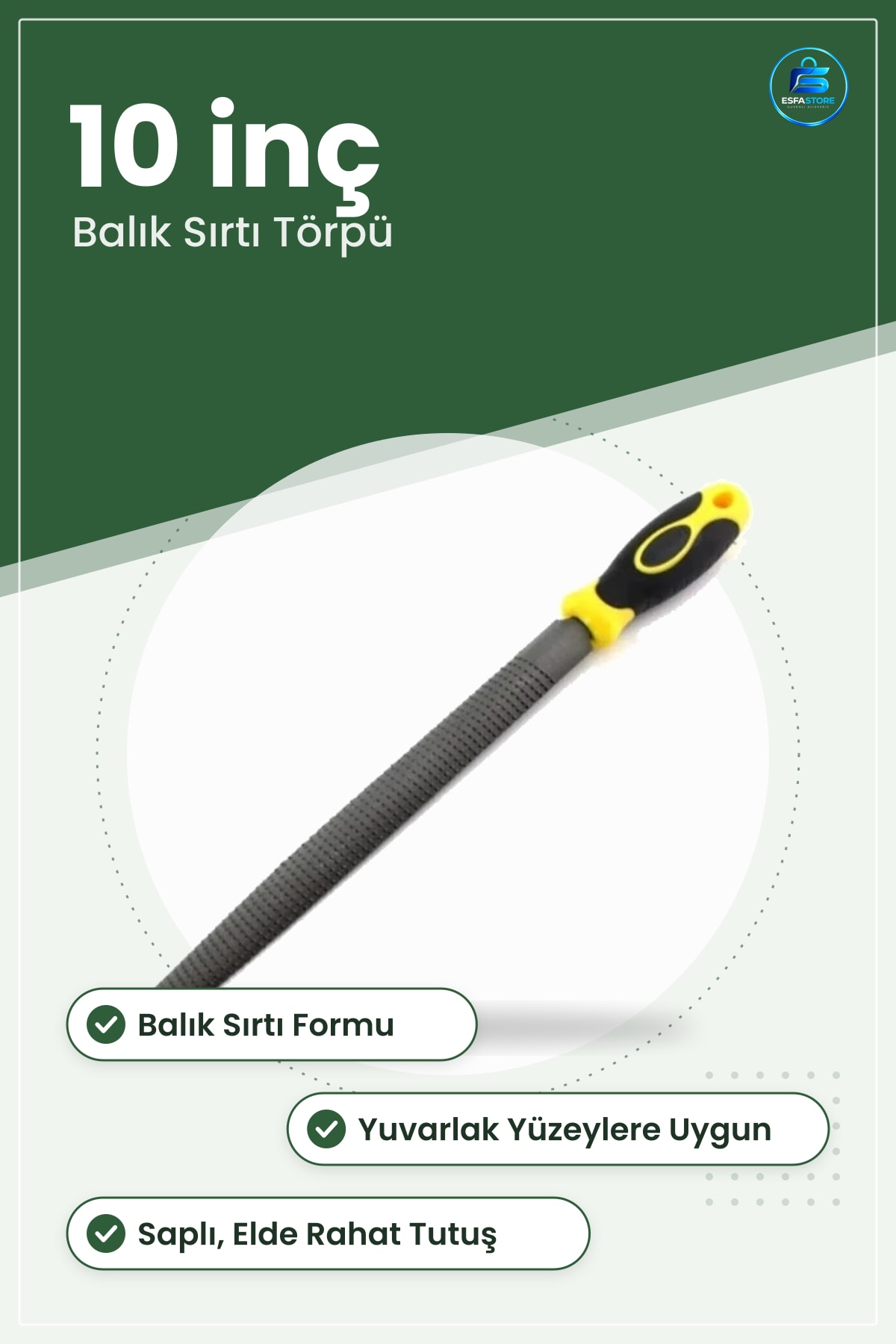 Saplı Balık Sırtı Törpü 10 inç Raspa Yüzey Düzeltme Pürüz Giderme El Aleti Atölye Tamir Aracı