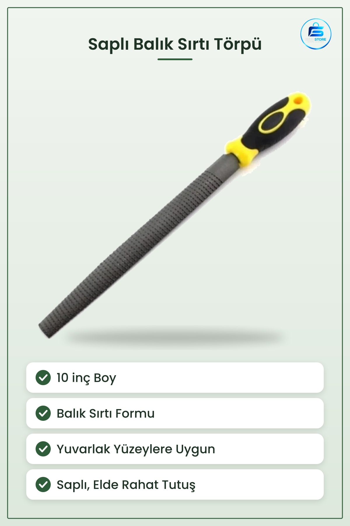 Saplı Balık Sırtı Törpü 10 inç Raspa Yüzey Düzeltme Pürüz Giderme El Aleti Atölye Tamir Aracı
