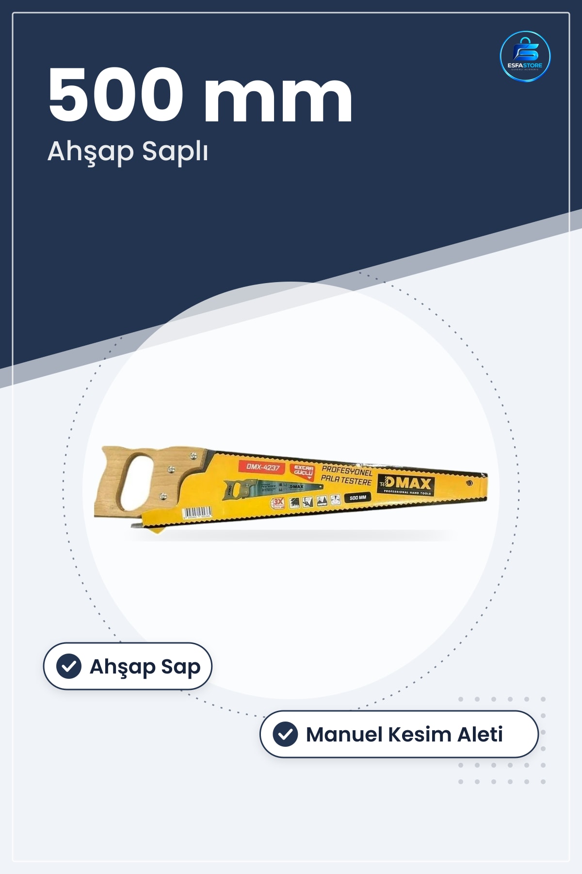 Pala Testere 500 mm Ahşap Saplı Profesyonel El Aleti Kesim Aracı Manuel Hırdavat Atölye