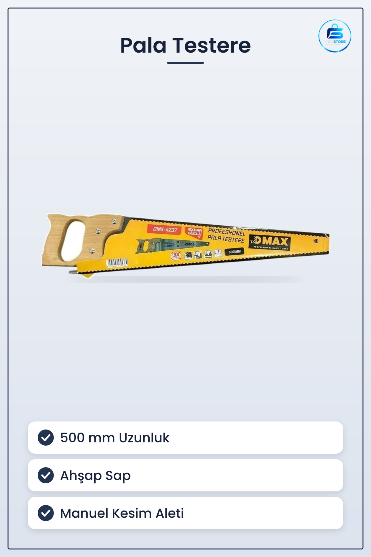 Pala Testere 500 mm Ahşap Saplı Profesyonel El Aleti Kesim Aracı Manuel Hırdavat Atölye