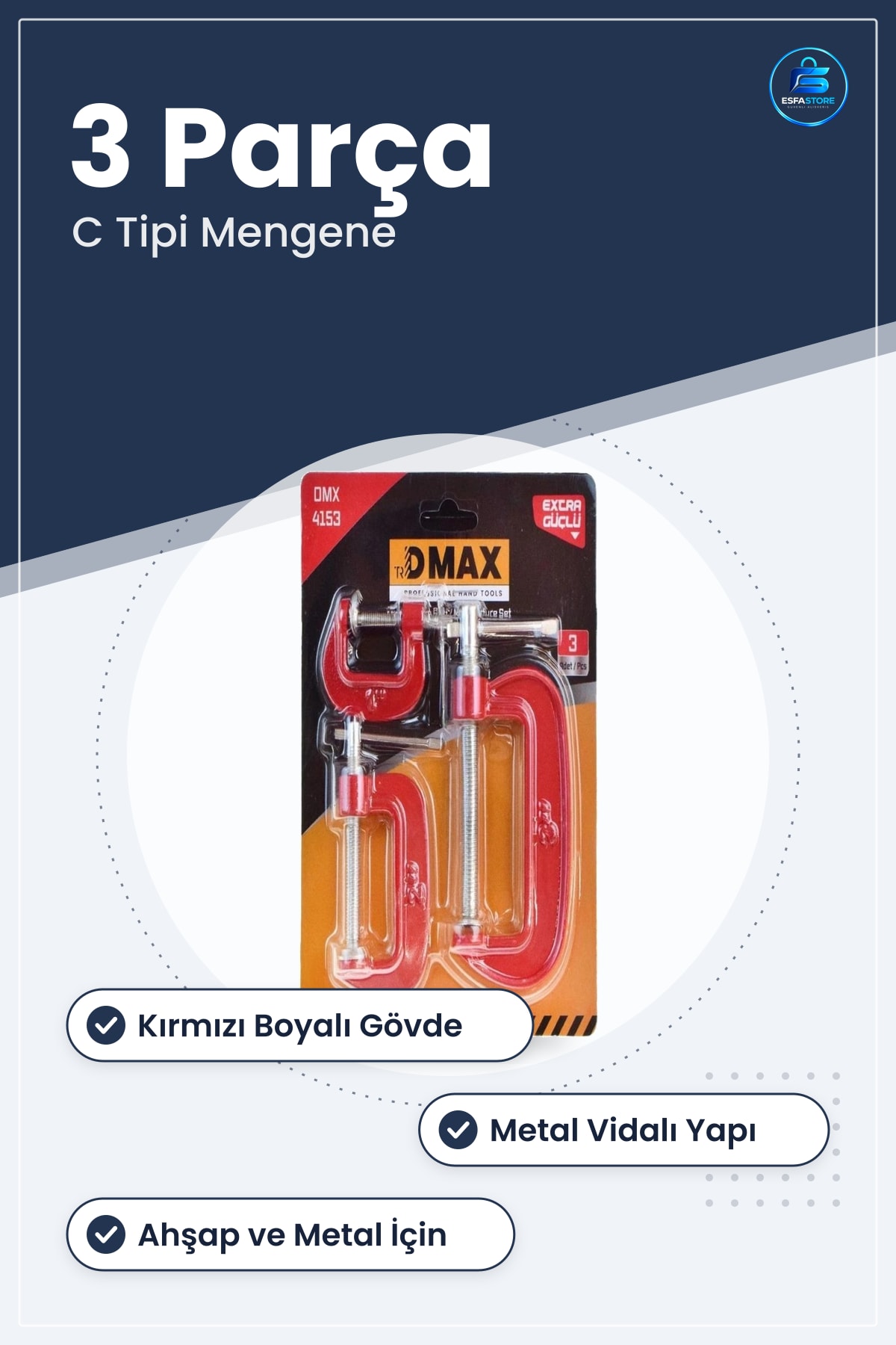 Mengene Seti 3 Parça C Tipi Kırmızı Ağaç İşi Sıkma Tutucu Ev Atölye Tamir Aracı Sıkıştırma Çelik
