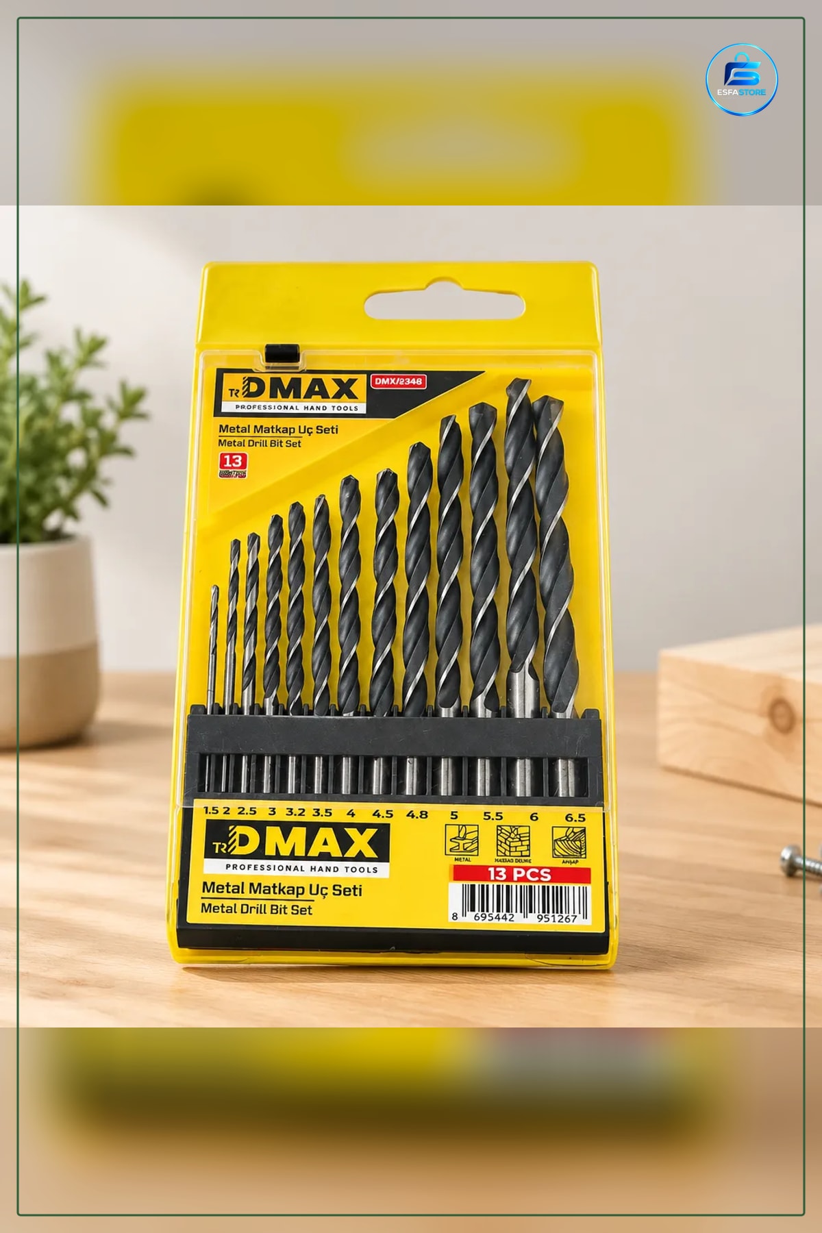 Metal Matkap Ucu Seti 13 Parça 1,5 ile 6,5 mm Delik Açma Aksesuarı Ev ve Atölye İçin