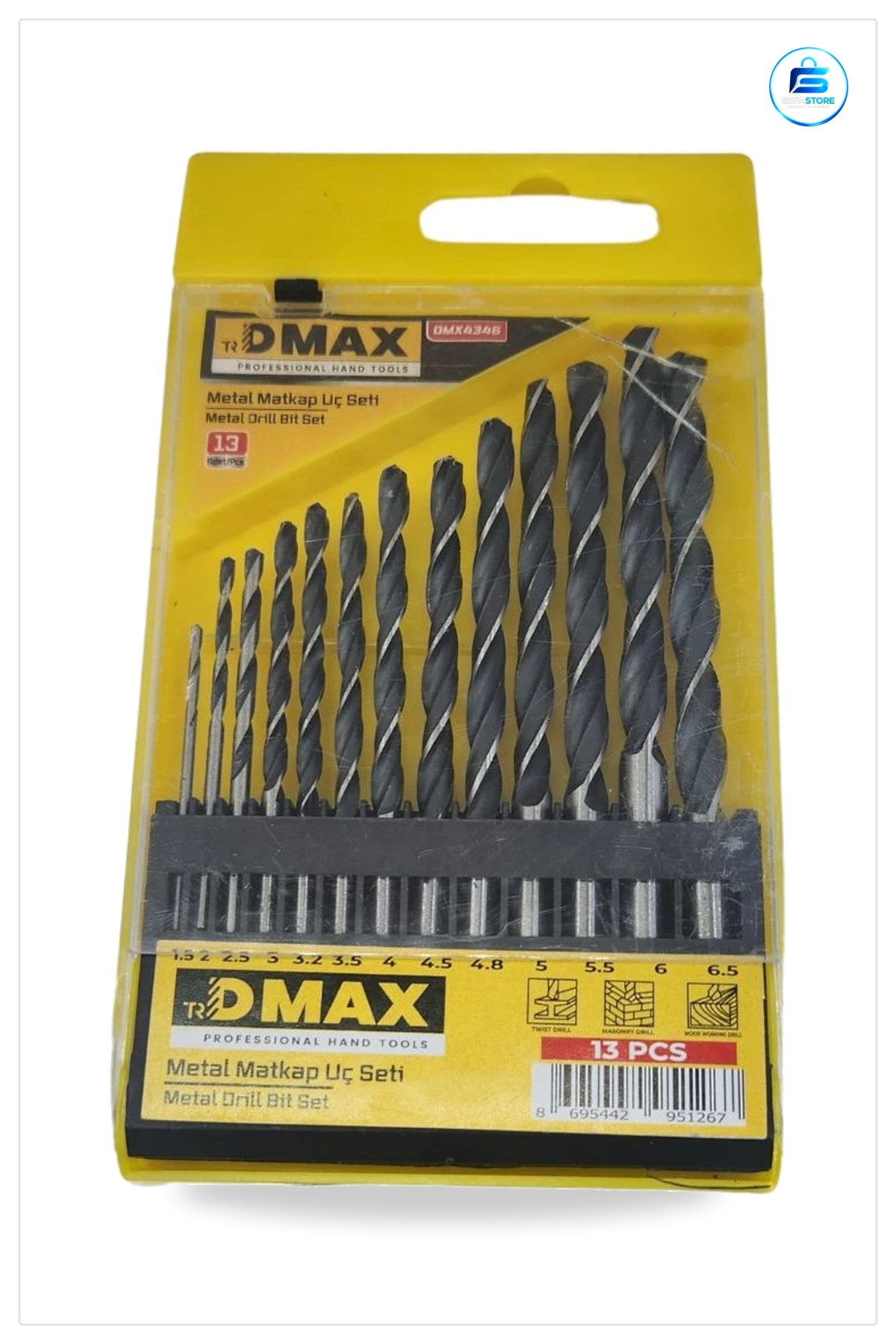 Metal Matkap Ucu Seti 13 Parça 1,5 ile 6,5 mm Delik Açma Aksesuarı Ev ve Atölye İçin