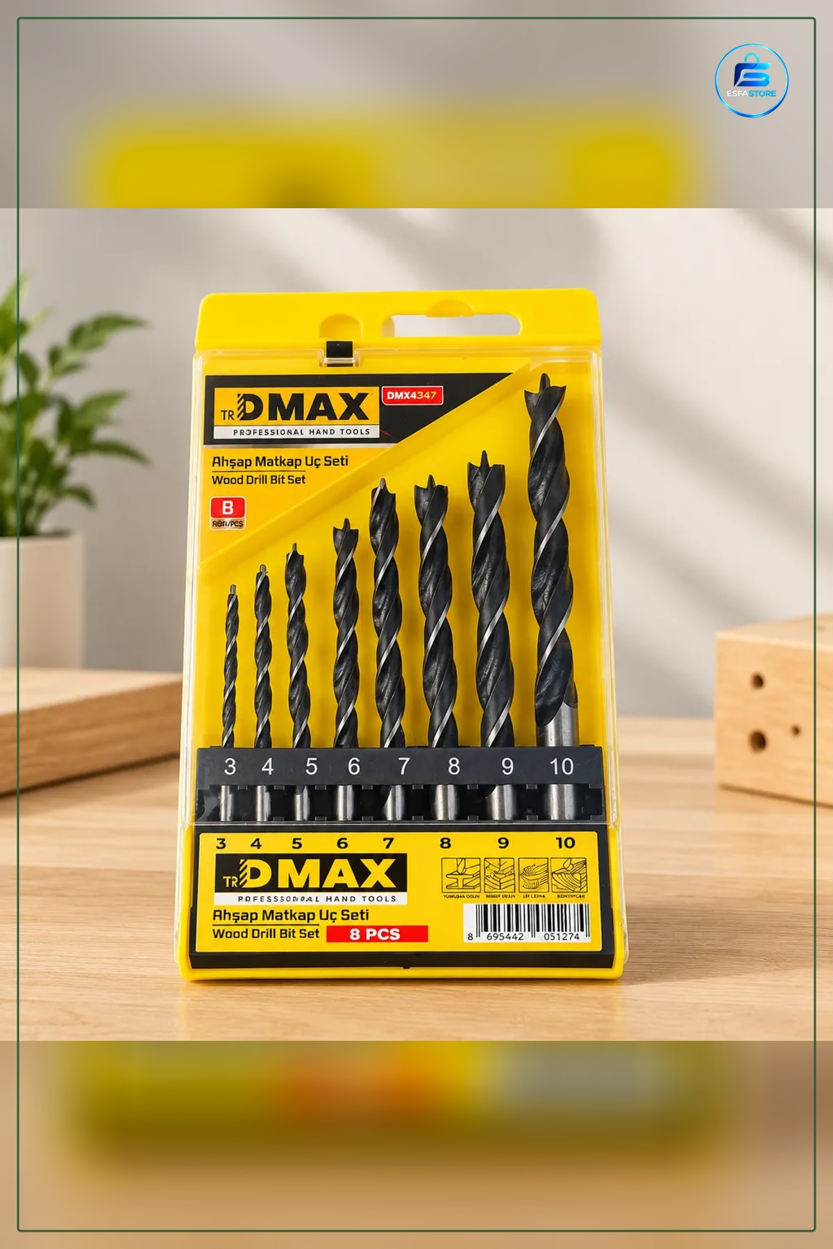 Ahşap Matkap Ucu Seti 8 Parça 3 ile 10 mm Arası Delme Uçları Elektrikli El Aleti Aksesuarı