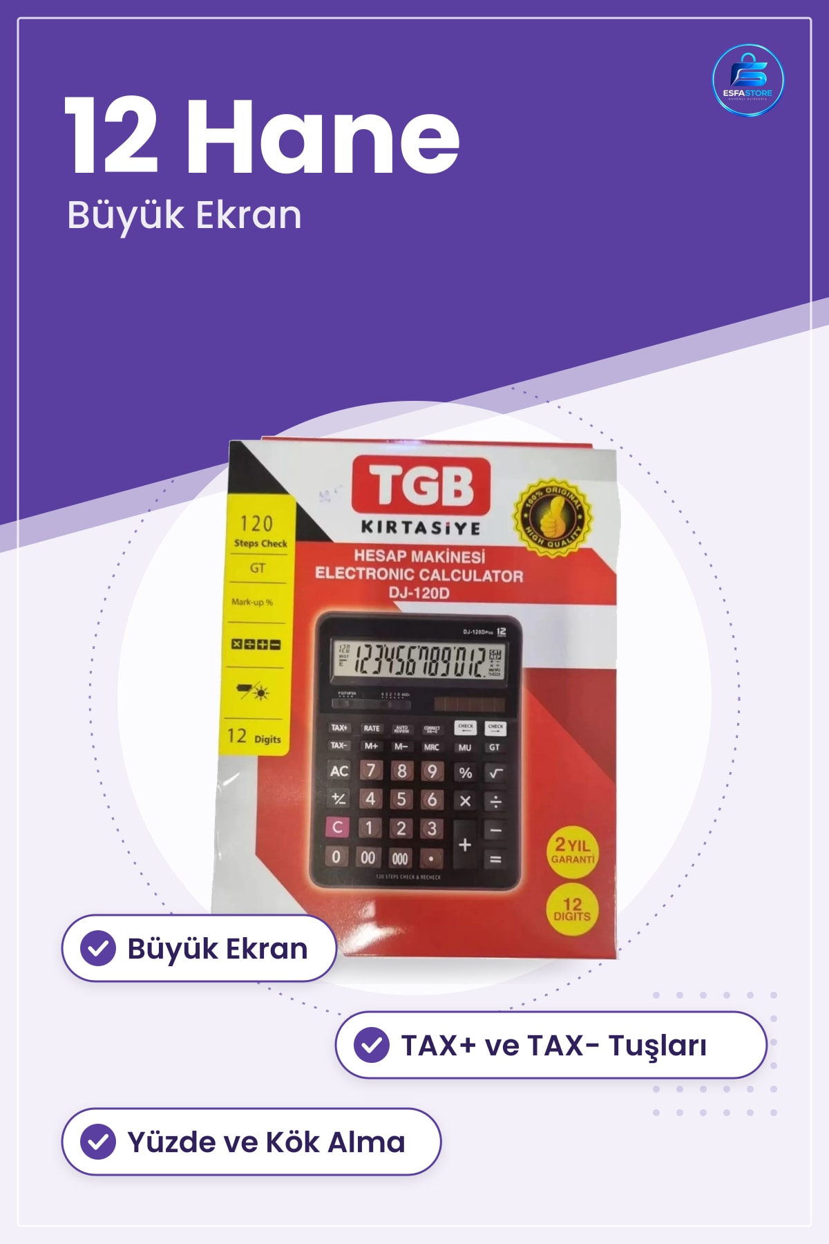 Hesap Makinesi Haneli Masaüstü Büyük Ekran Ofis Muhasebe Vergi Hesaplama Kırtasiye
