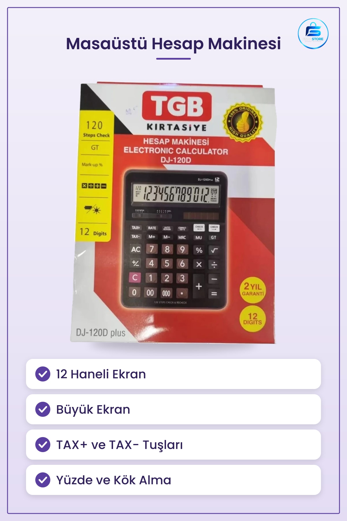 Hesap Makinesi Haneli Masaüstü Büyük Ekran Ofis Muhasebe Vergi Hesaplama Kırtasiye