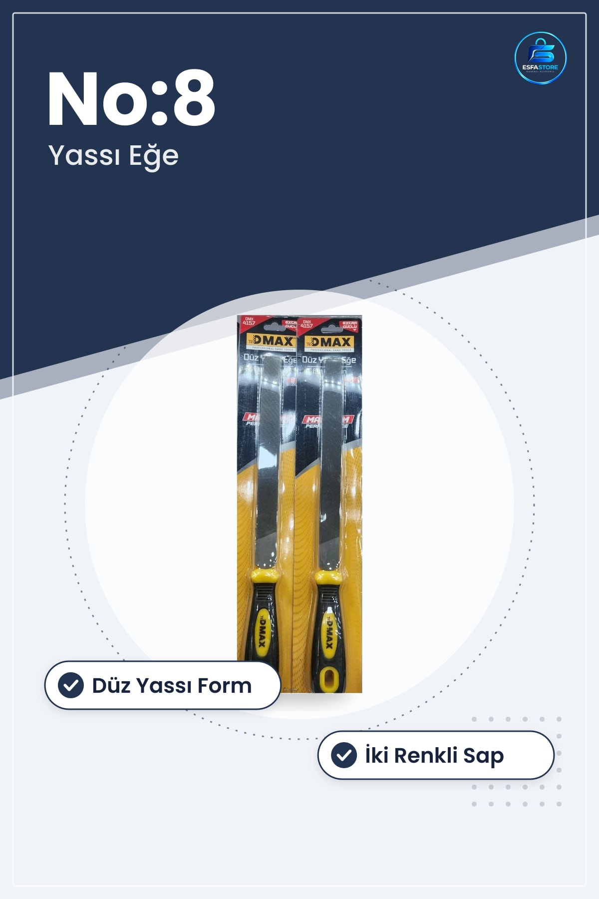 Yassı Eğe No:8 Düz El Eğesi Blisterli Hırdavat Metal İşleme Aşındırma Tamir Atölye Aleti