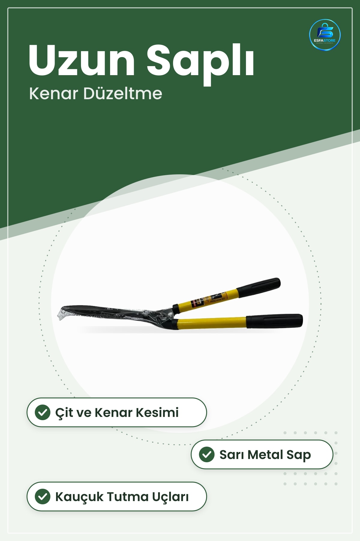 Sabit Çim Biçme Makası Çit Budama Kırpma Aleti Kenar Düzeltme Sarı Saplı Bahçe Bakım