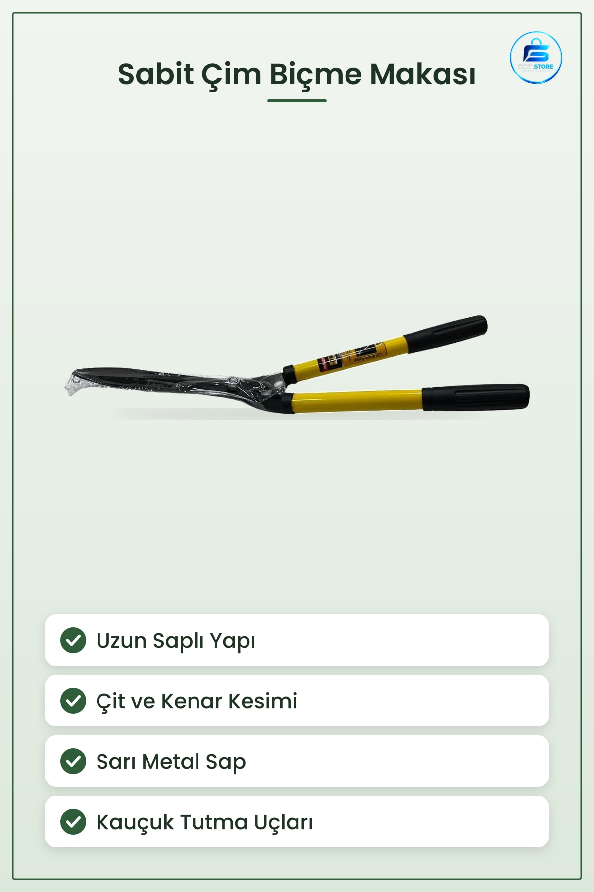 Sabit Çim Biçme Makası Çit Budama Kırpma Aleti Kenar Düzeltme Sarı Saplı Bahçe Bakım
