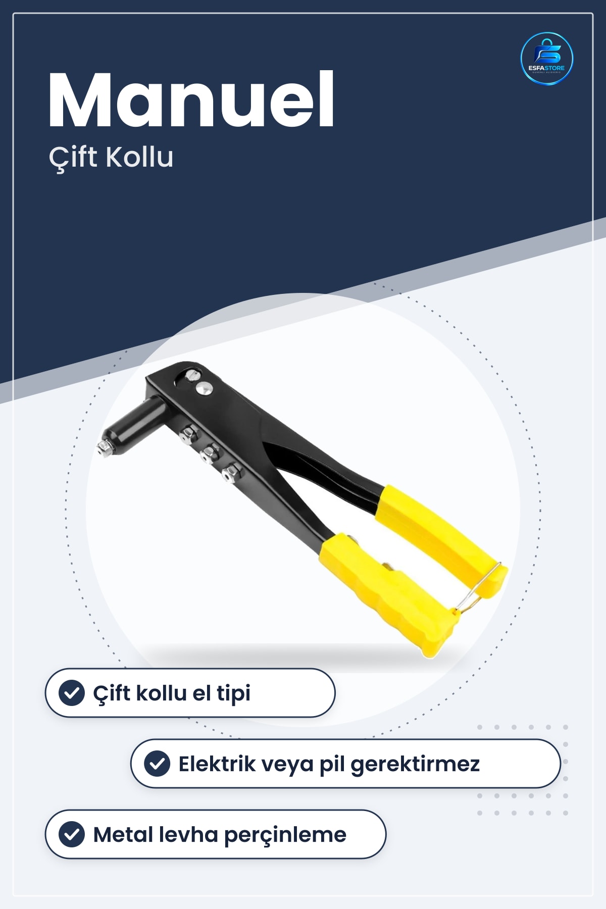 Perçin Tabancası Manuel Çift Kollu El Tipi Metal Levha Perçinleme Hırdavat Aleti Tamir Montaj