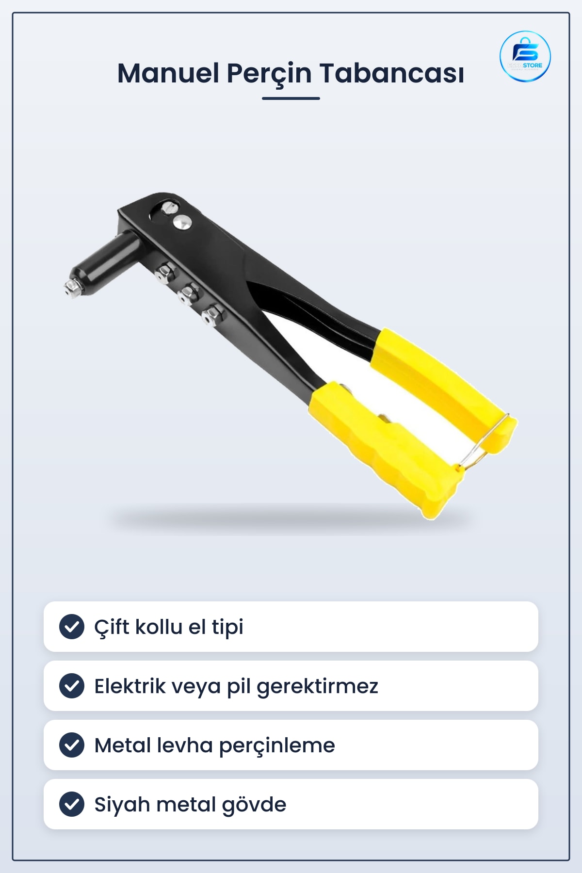 Perçin Tabancası Manuel Çift Kollu El Tipi Metal Levha Perçinleme Hırdavat Aleti Tamir Montaj