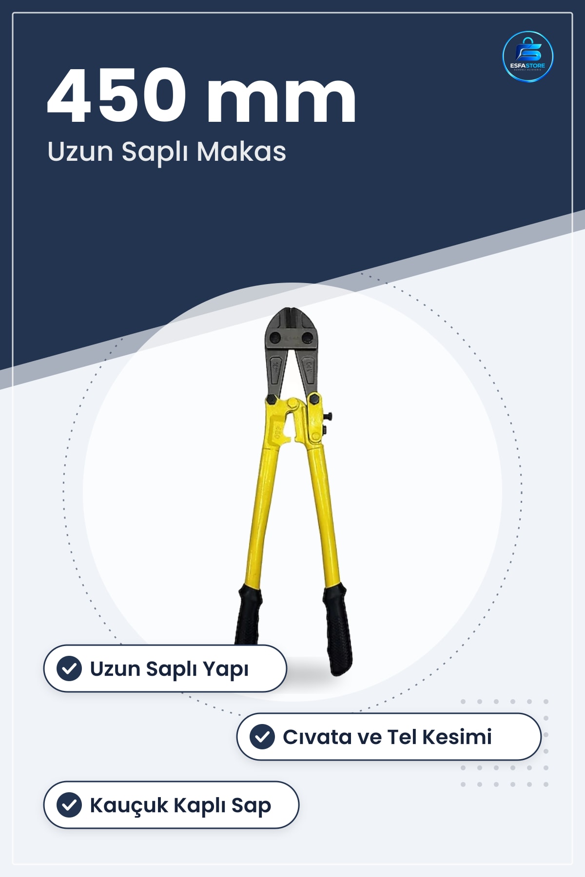 Demir Kesici Makas 18x450 mm Cıvata Kesme Aleti Kauçuk Saplı Atölye Hırdavat Aracı