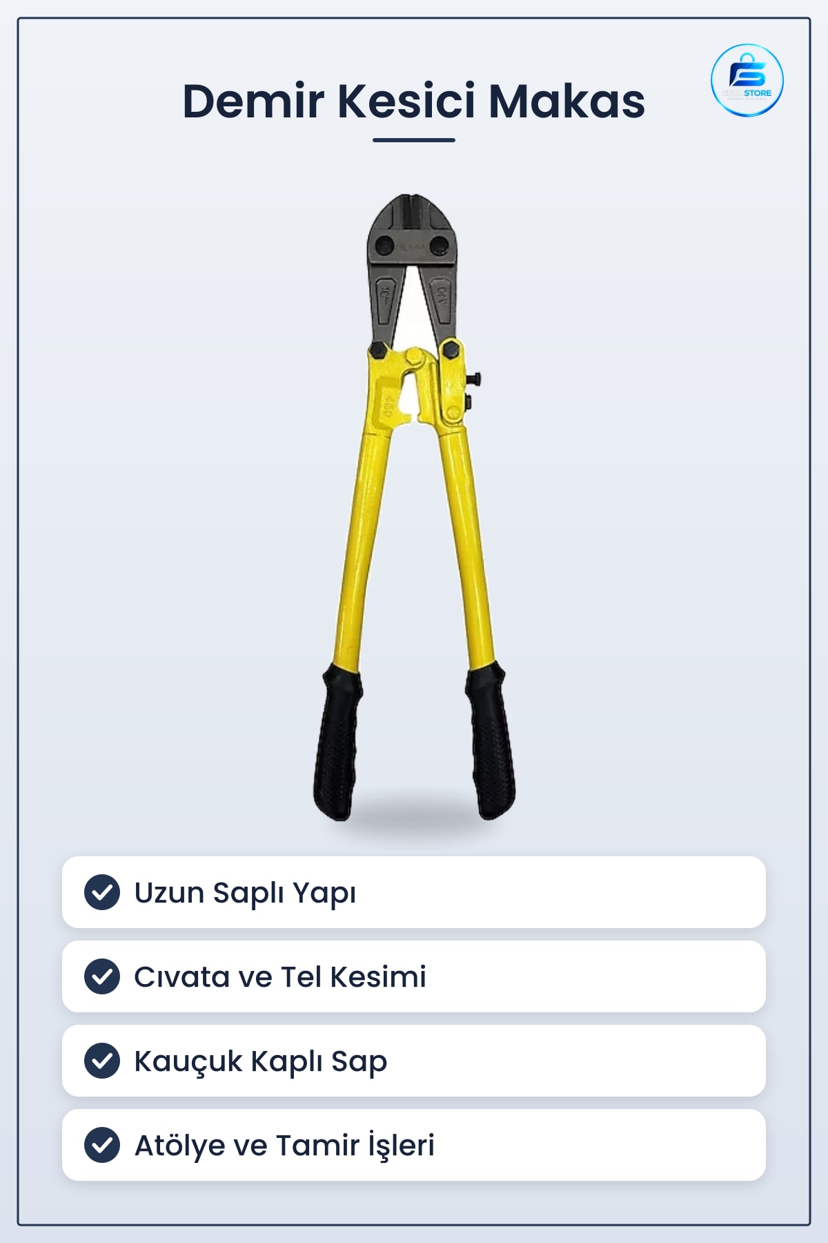 Demir Kesici Makas 18x450 mm Cıvata Kesme Aleti Kauçuk Saplı Atölye Hırdavat Aracı
