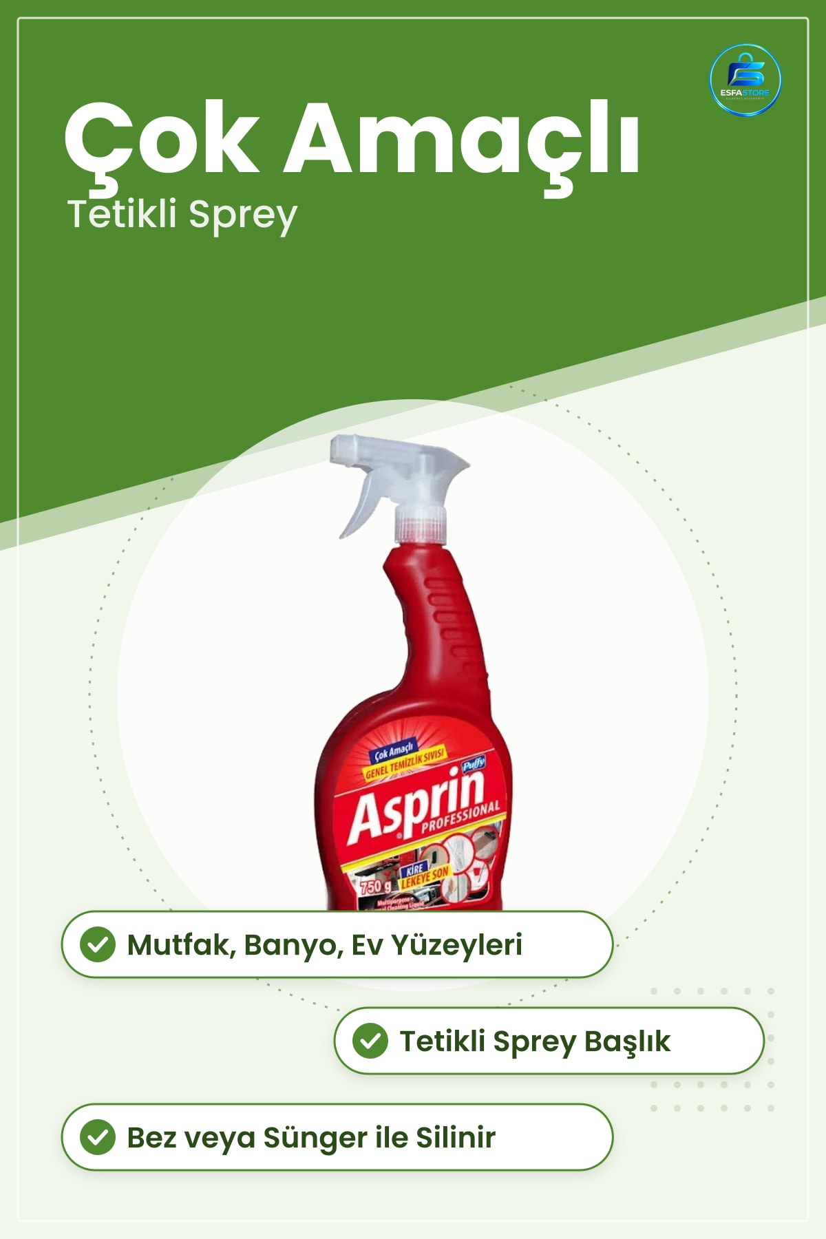 Yüzey Temizleyici Çok Amaçlı Genel Temizlik Sıvısı Sprey Mutfak Banyo Ev Kullanımı