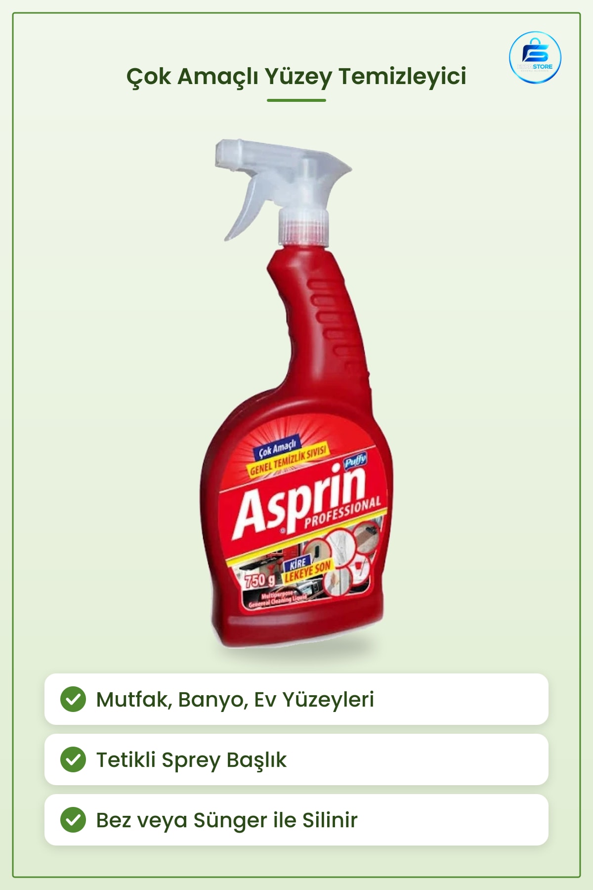 Yüzey Temizleyici Çok Amaçlı Genel Temizlik Sıvısı Sprey Mutfak Banyo Ev Kullanımı